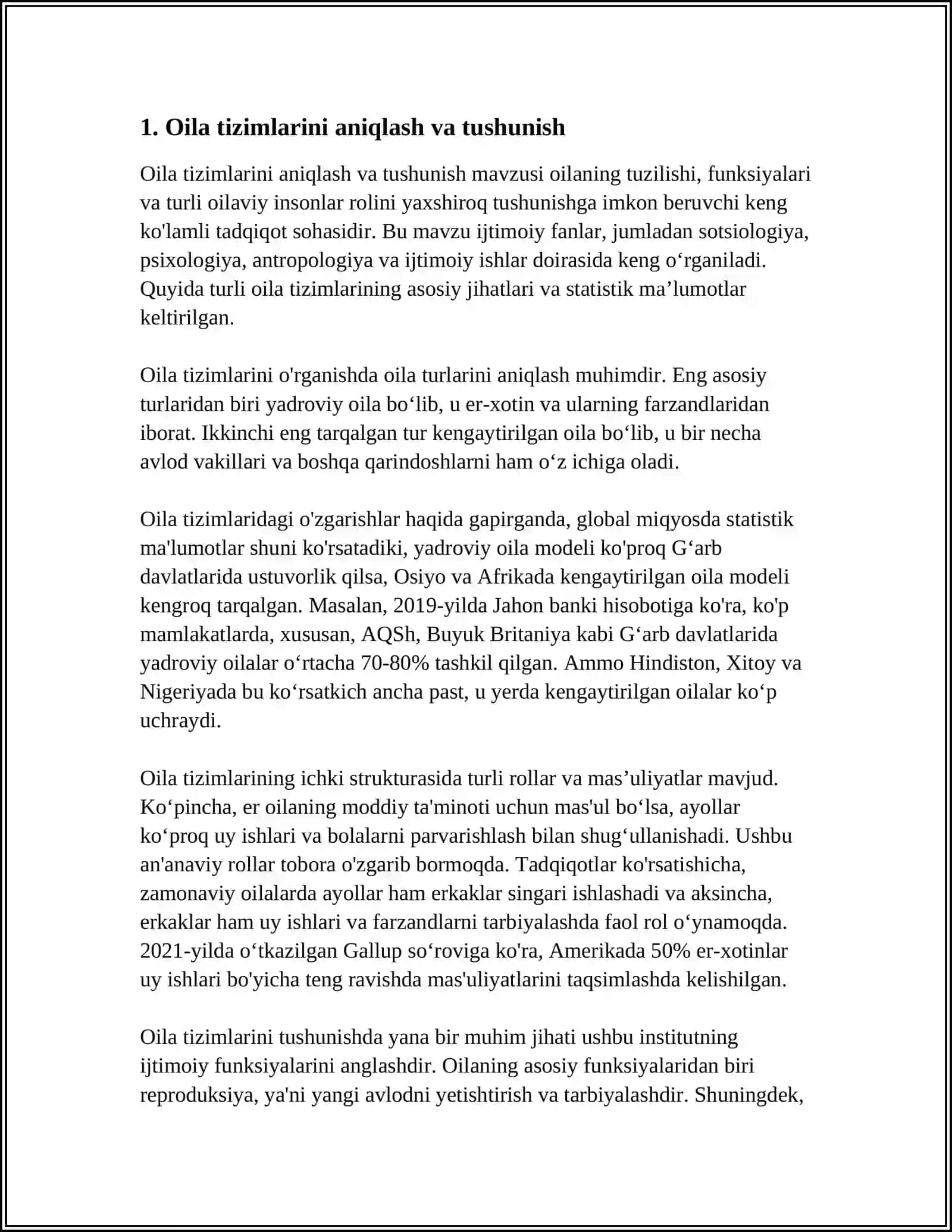 MUSTAQIL ISH Mavzu: OILAVIY MUNOSABATLARNI KORREKSIYA QILISHDA TIZIMLI OILAVIY TERAPIYADAN FOYDALANISH 3