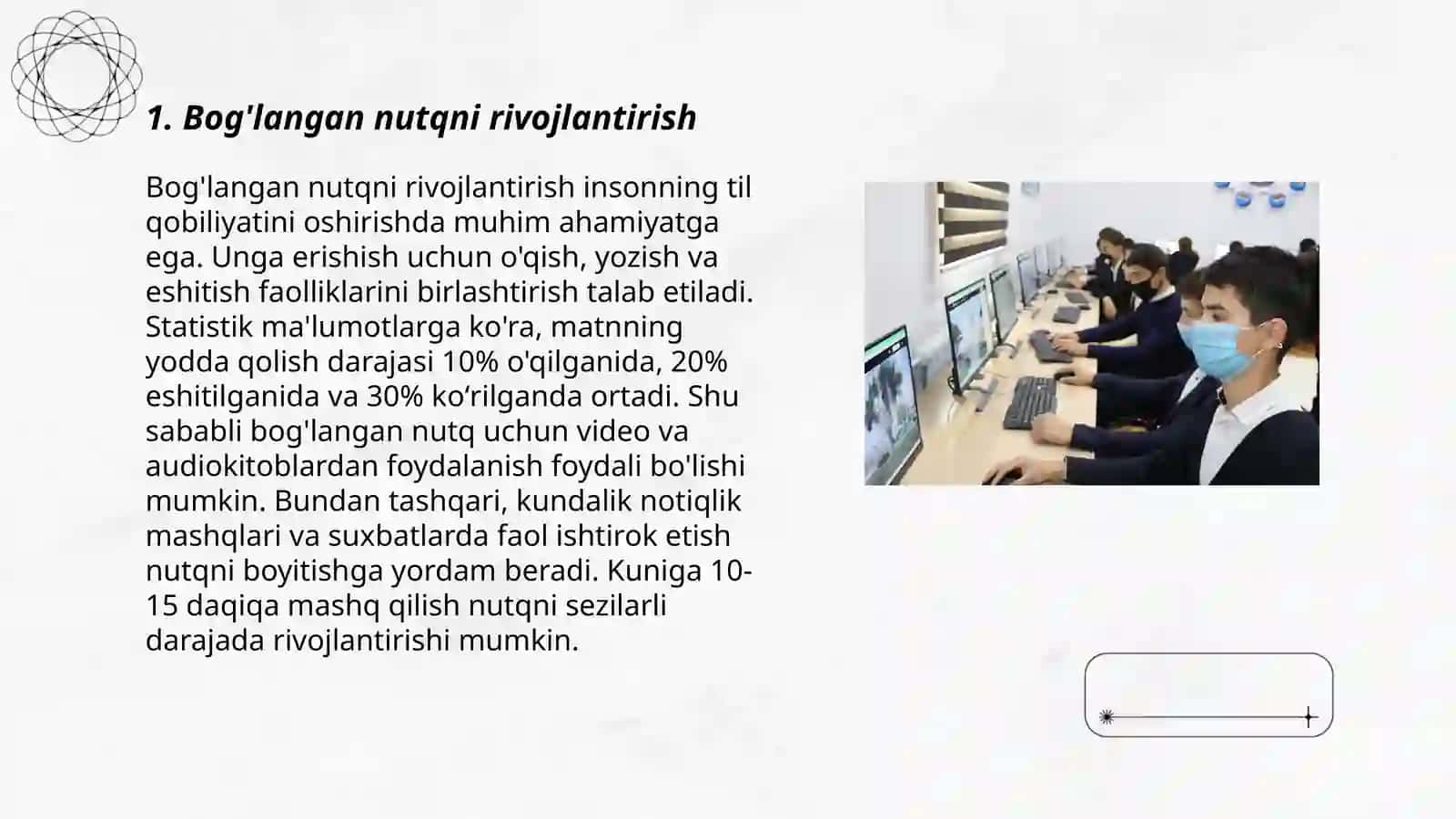 Duduqlanuvchi bolalar bilan olib boriladigan logopedik mashg'ulotlarda nutq turlaridan foydalanish xususiyatlari 3