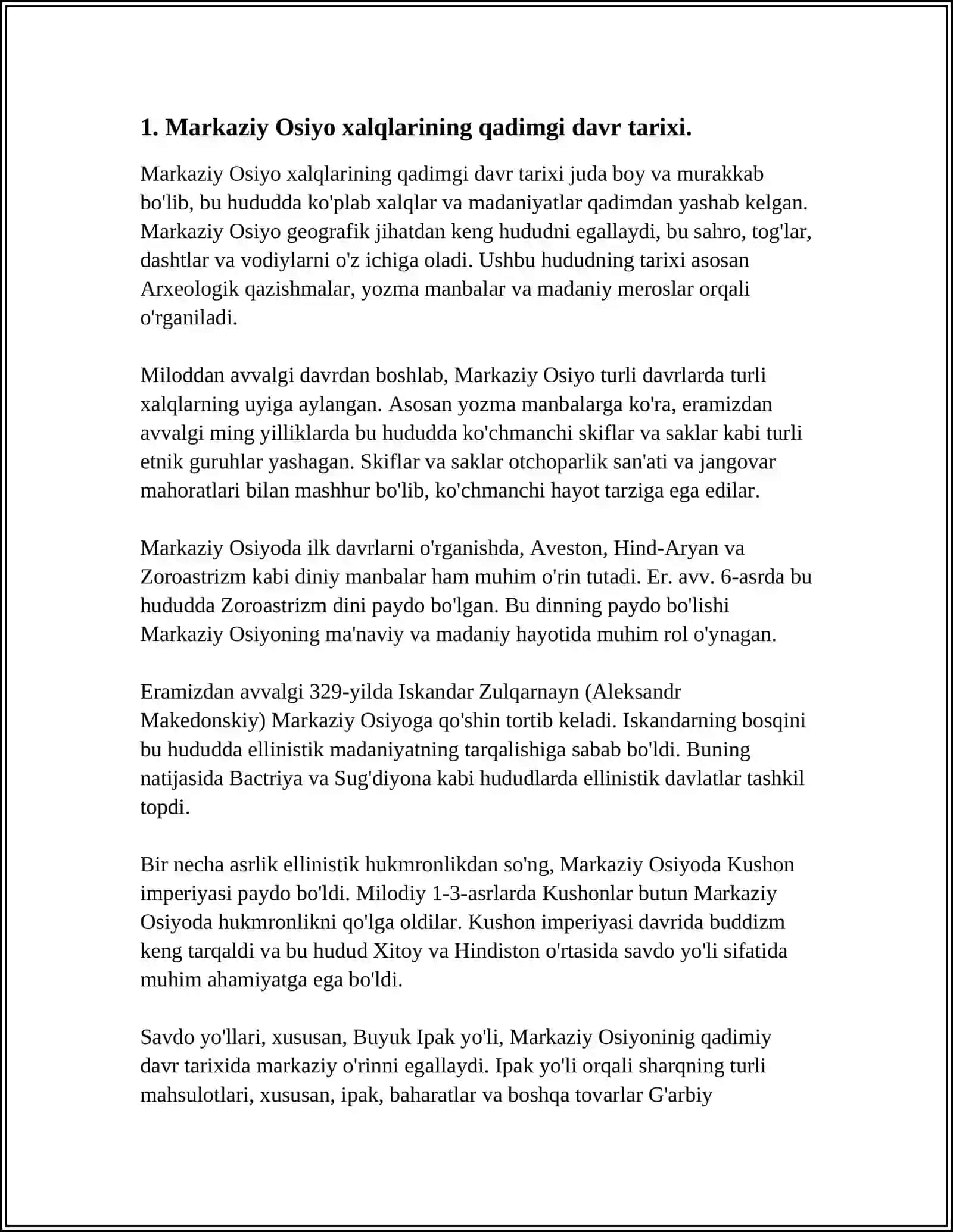 MARKAZIY OSIYODA ISTIQOMAT QILAYOTGAN XALQLARNING TARIXI - MADANIYATI 3