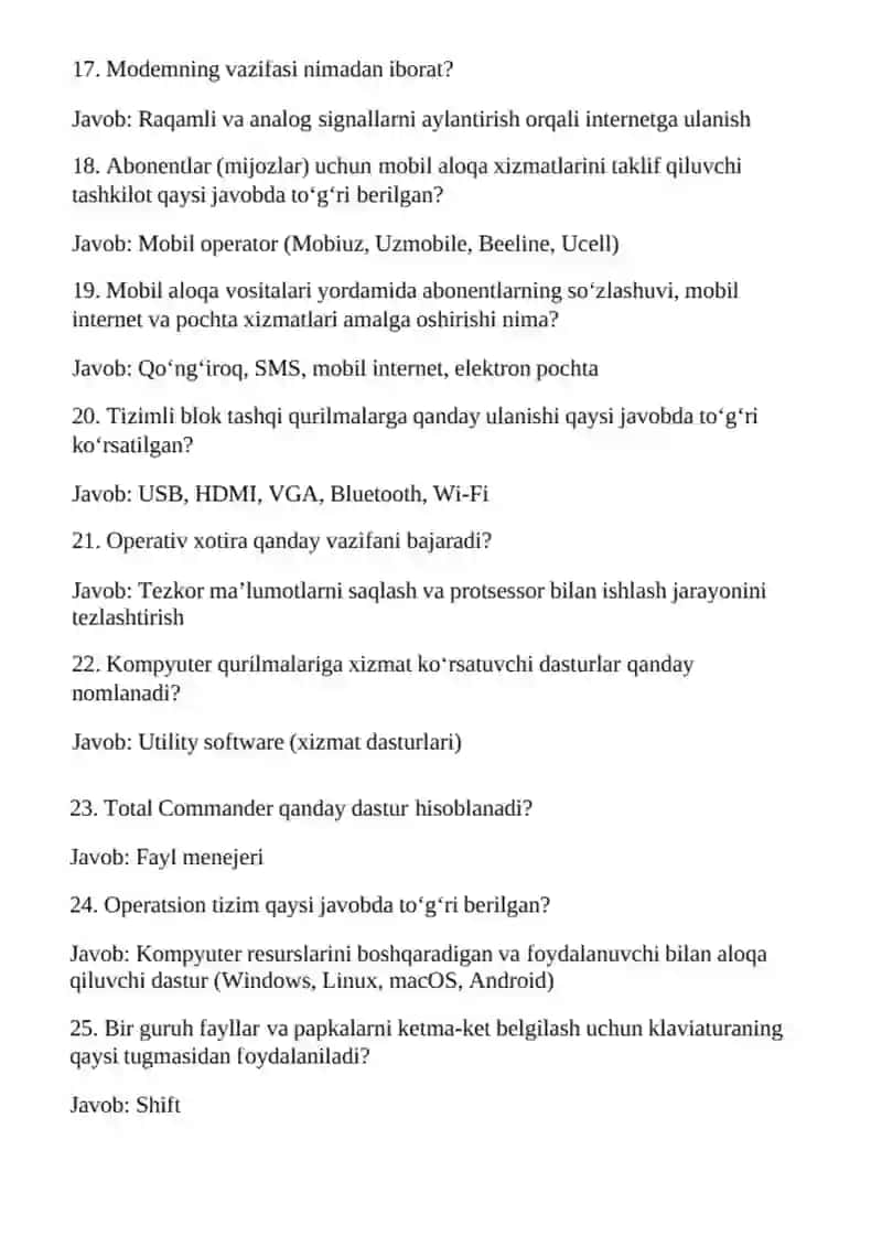 Argos test savol javobi bilan eng yangisi 2025 yil 3