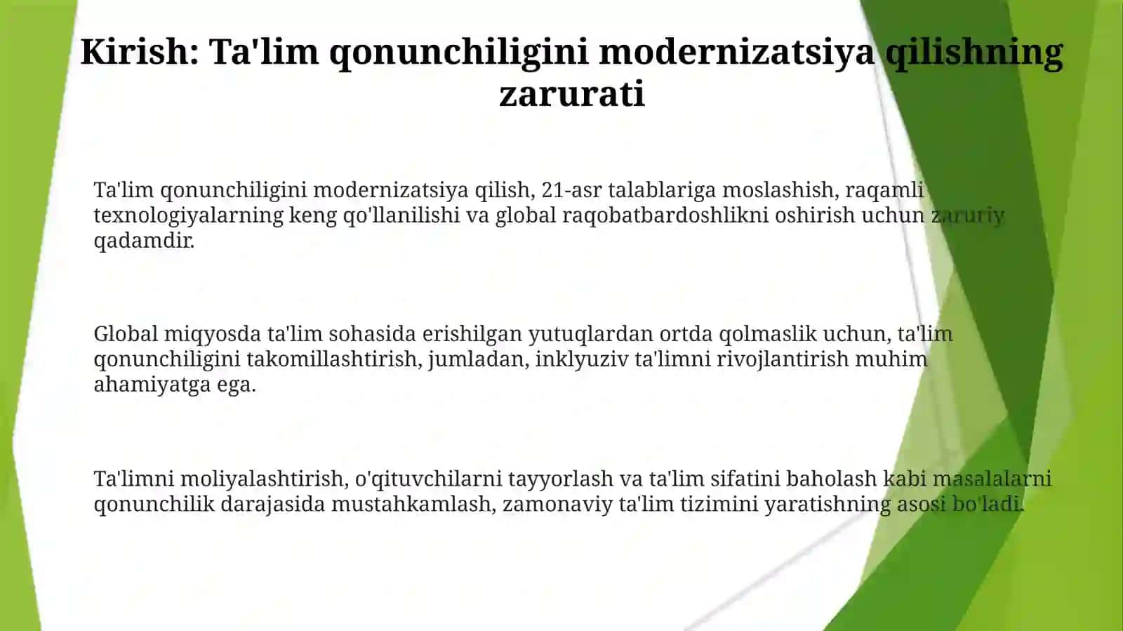 Taʼlim qonunchiligini modernizatsiyasi. Dunyodagi taʼlim rivojining qiyosiy tahlili 3