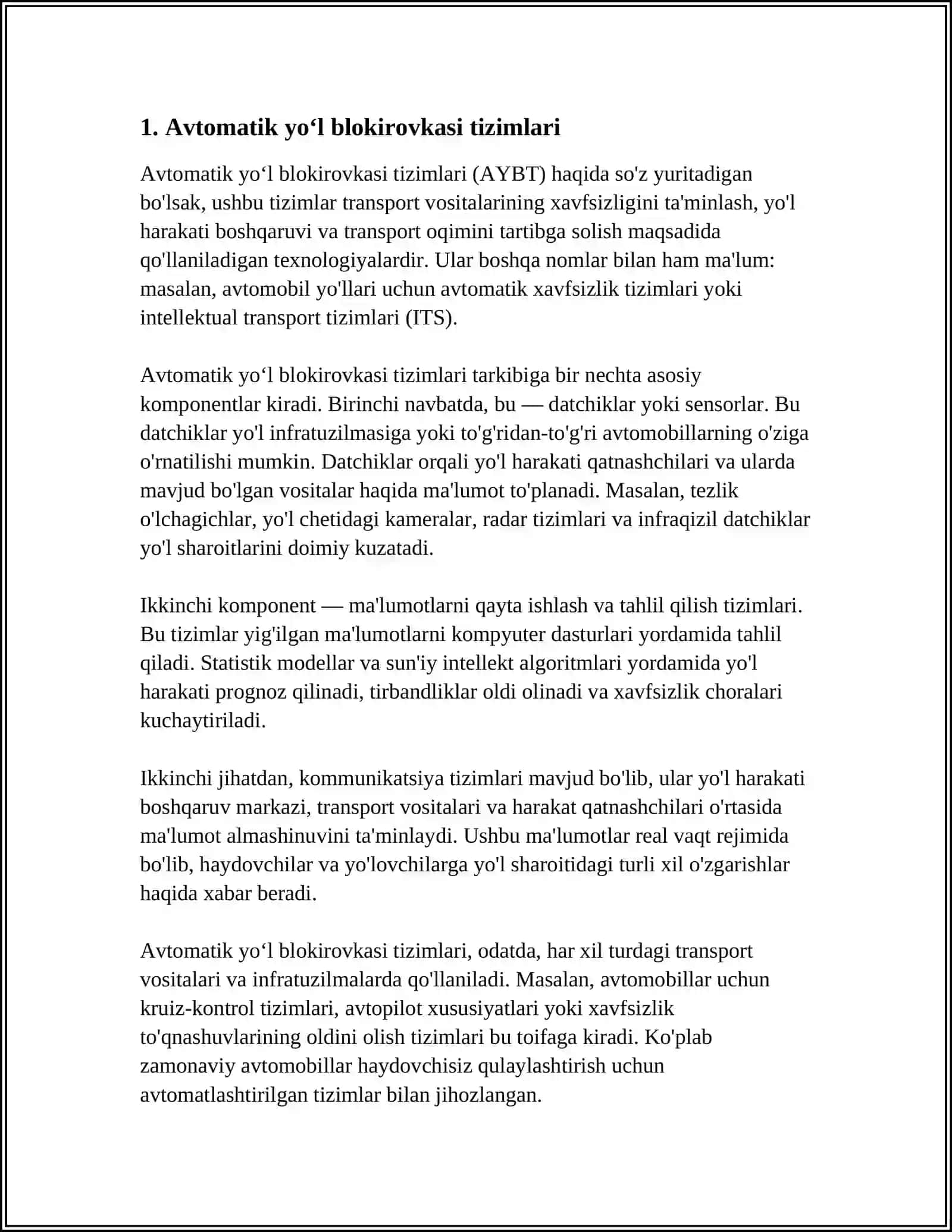 AVTOMATIK VA YARIM AVTOMATIK YOL BLOKIROVKASI 3
