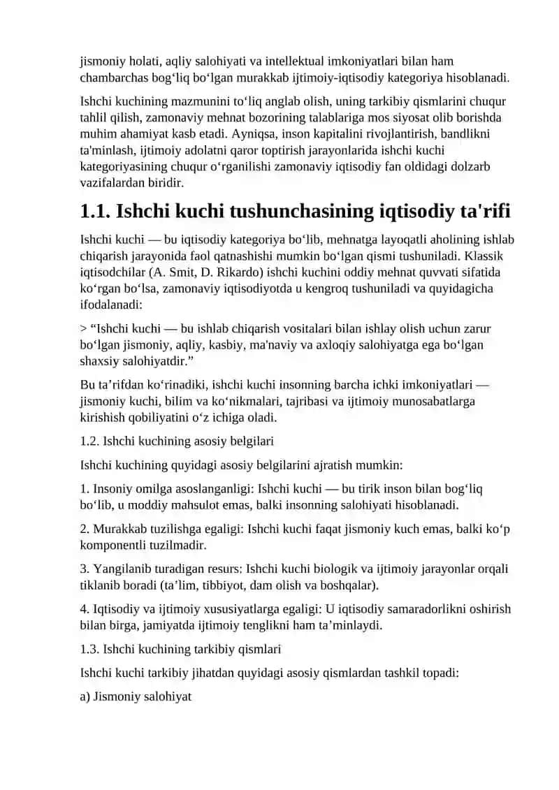 Ishchi kuchini takror ishlab chiqarish va uning xususiyatlari 3