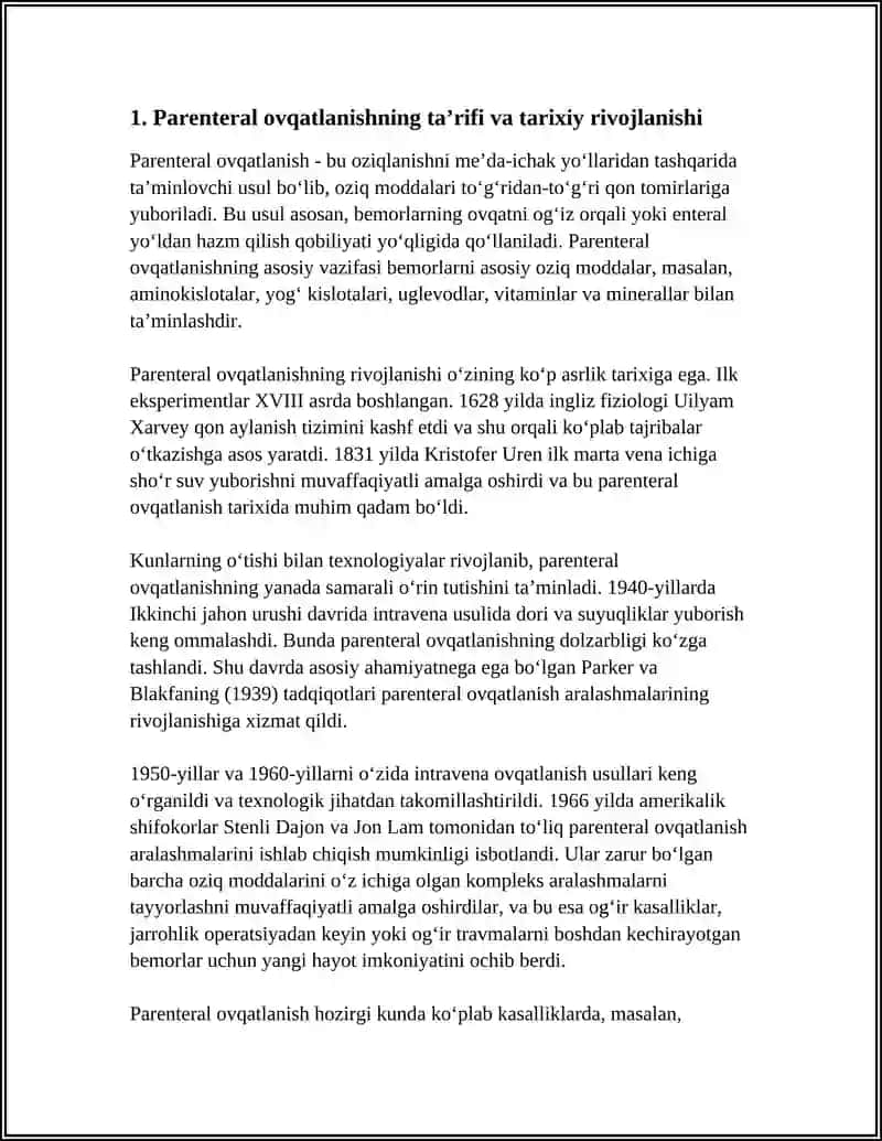 Parenteral ovqatlanish va uning klinik ahamiyati 3