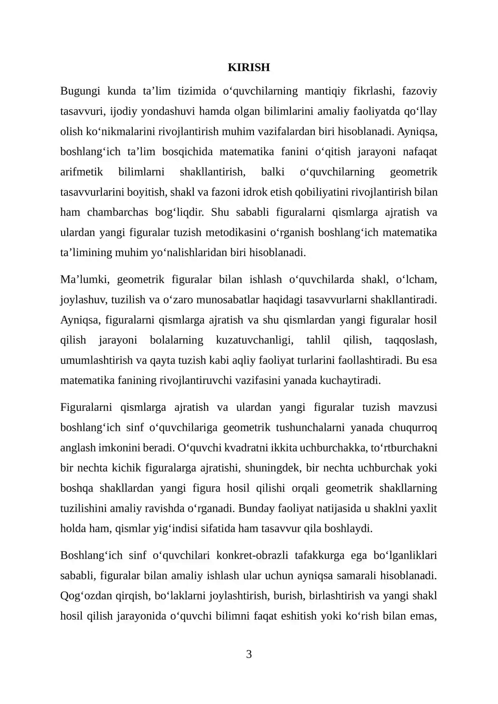 Figuralarni qismlarga ajratish va ulardan yangi figuralar tuzish metodikasi 3