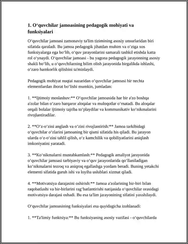O'quvchilar jamoasi - Yagona pedagogik jarayonning asosiy shakli 3