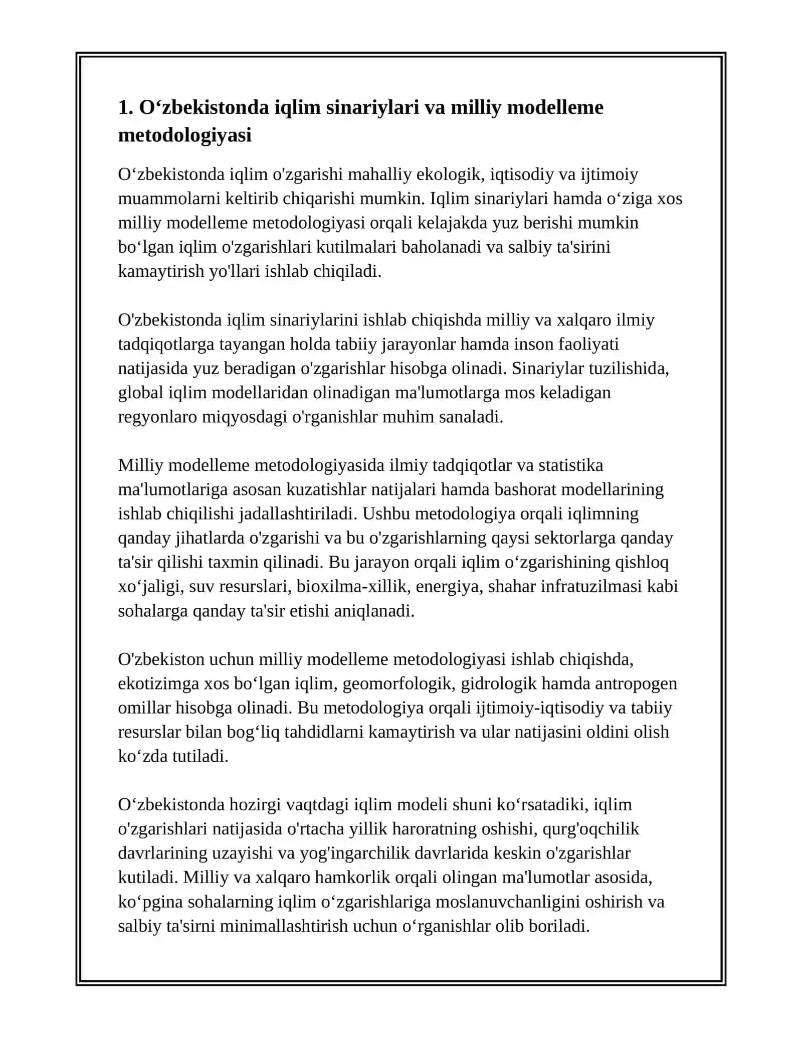 IQLIM SINARIYLARI VA OʻZBEKISTONGA MOSLASHTIRISH 3