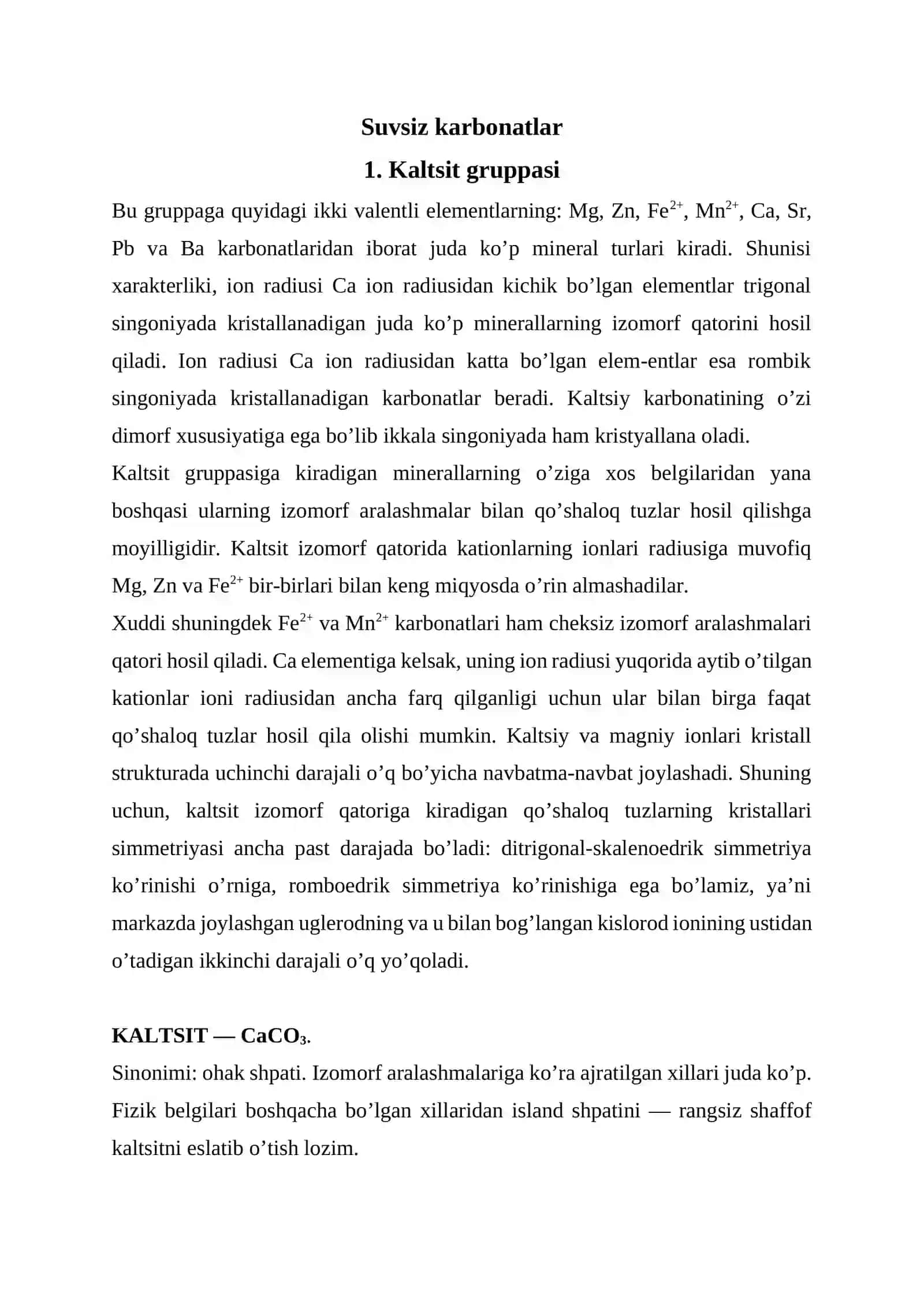 Karbonatlar sinfi minerallari 3