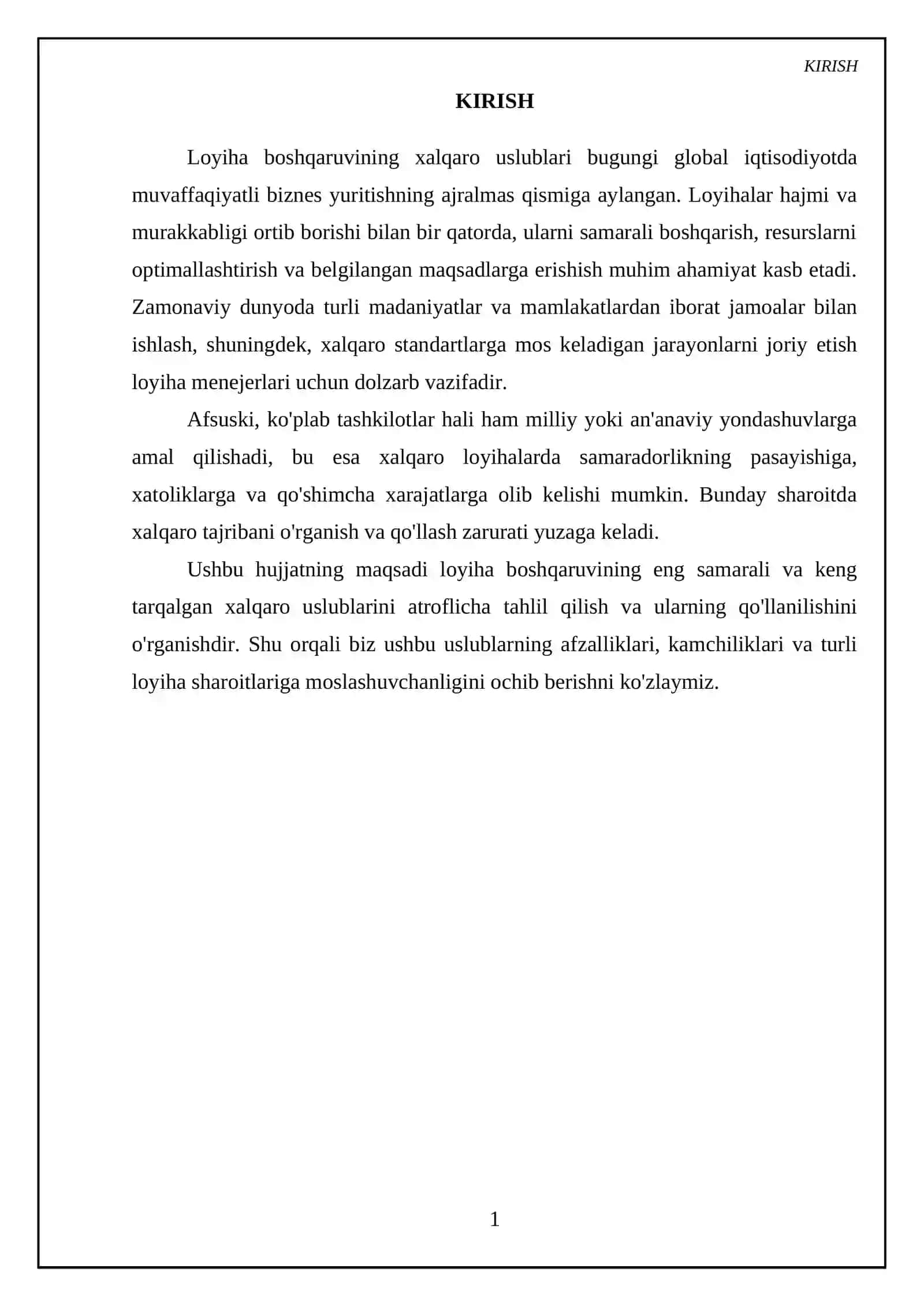 Loyiha boshqaruvining xalqaro uslublari 3