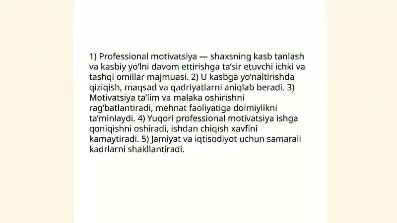 Shaxsni kasbga yoʻnaltirishda professional motivatsiyaning oʻrni 3