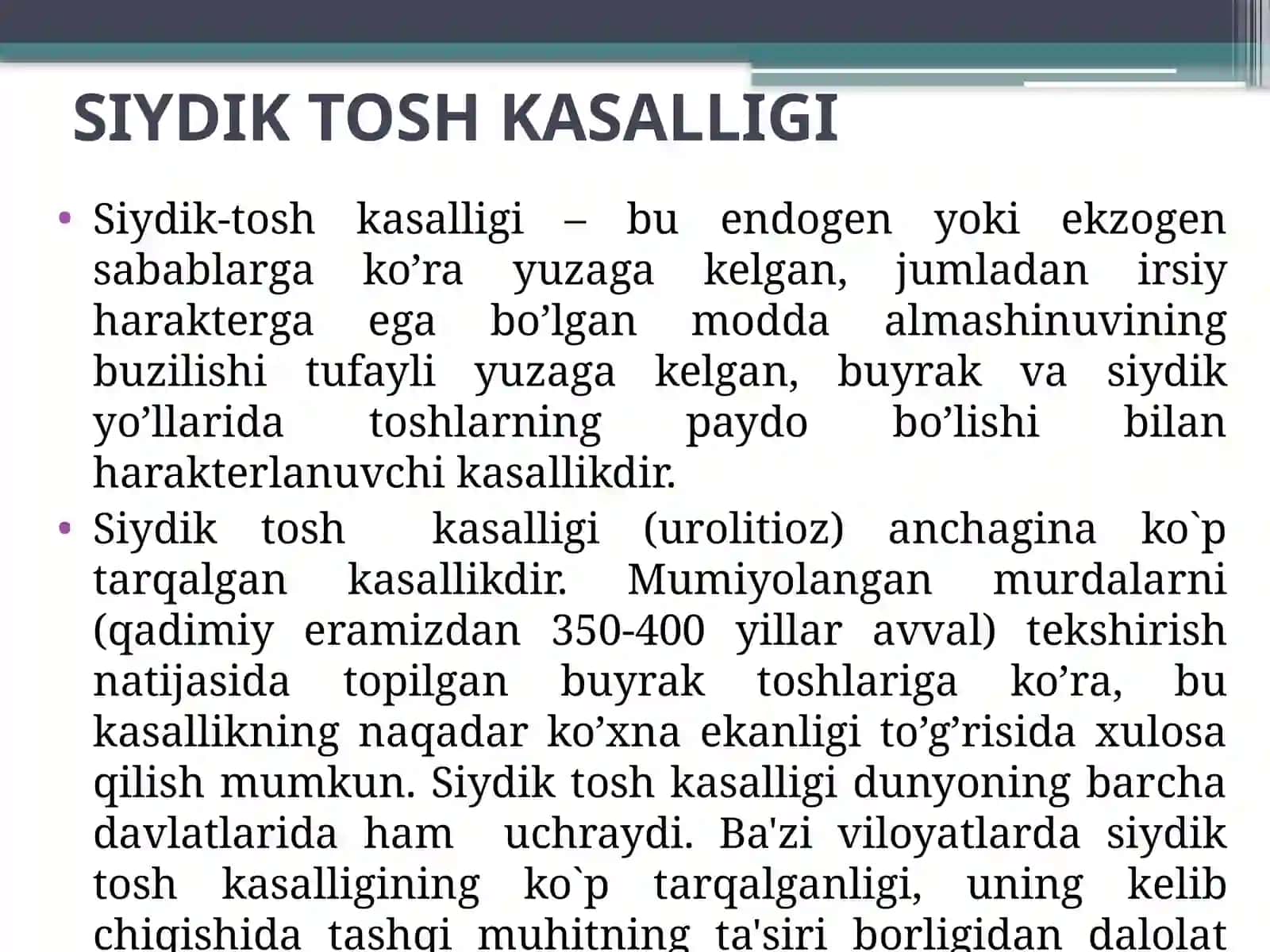 SIYDIK TOSH KASALLIGI 3