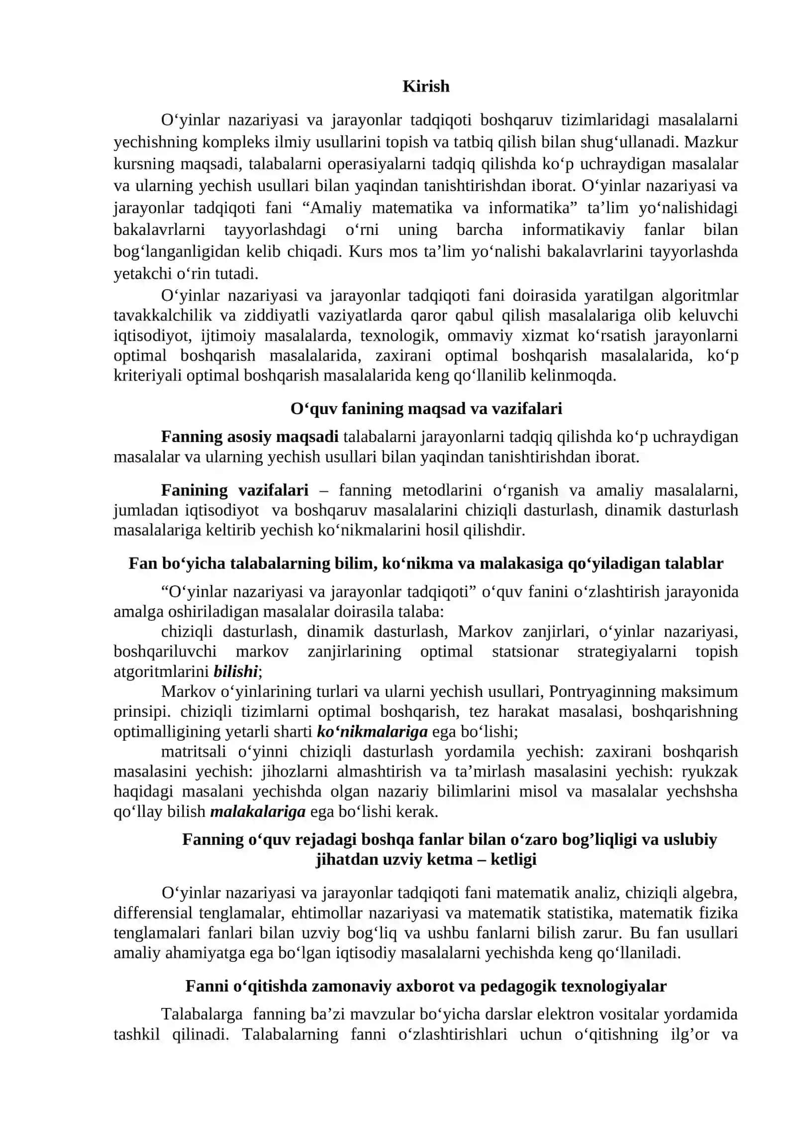 O‘YINLAR NAZARIYASI VA JARAYONLAR TADQIQOTI 3