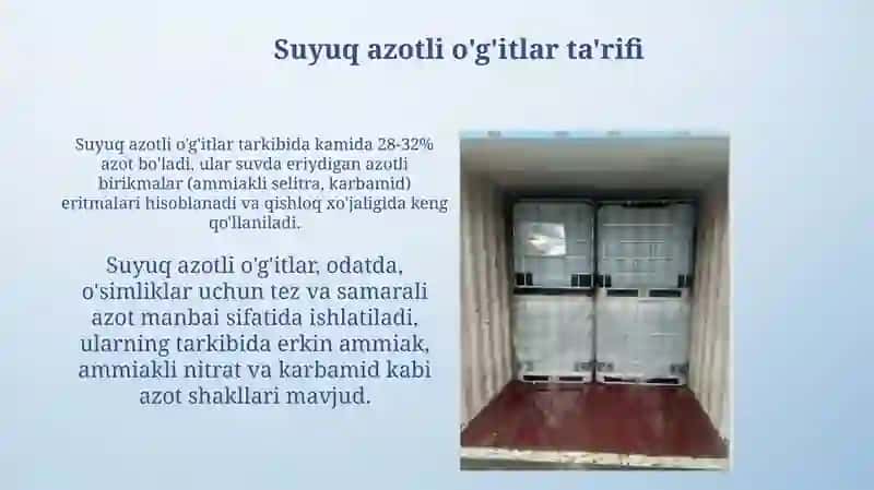 Suyuq azotli o'g'itlar: Ta'rif, Xususiyatlari va Ishlab Chiqarish 3