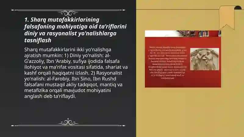 Falsafaning mohiyatiga oid Sharq va G’arb mutafakkirlari ta’riflarini tasniflash 3