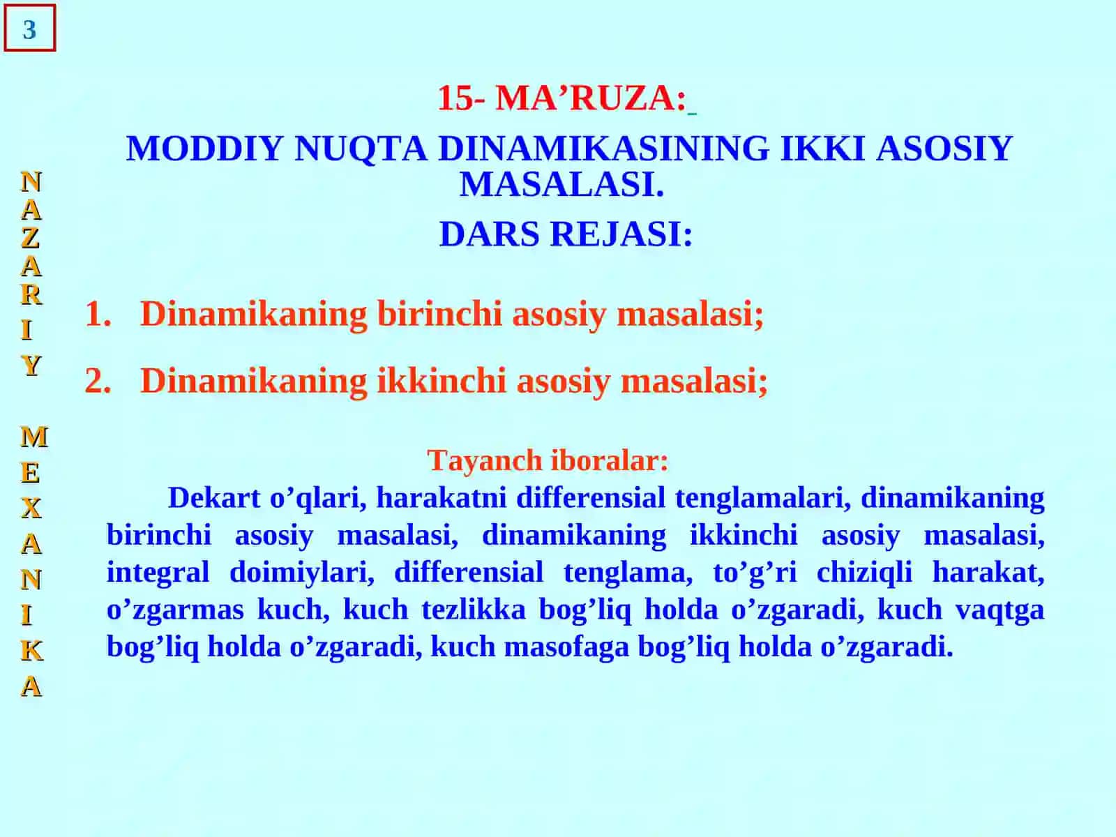 Nazariy mexanika 3