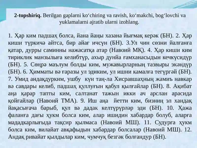 Mustaqil va yordamchi so‘z turkumlari (Lutfiy, Atoiy, Sakkokiy, Navoiy, Bobur, Mashrab, Muqimiy, Furqat) 3