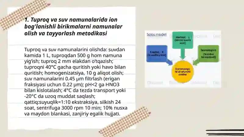 Tuproq va suvning ifloslanishda ion bog'lanishli birikmalarni aniqlash 3