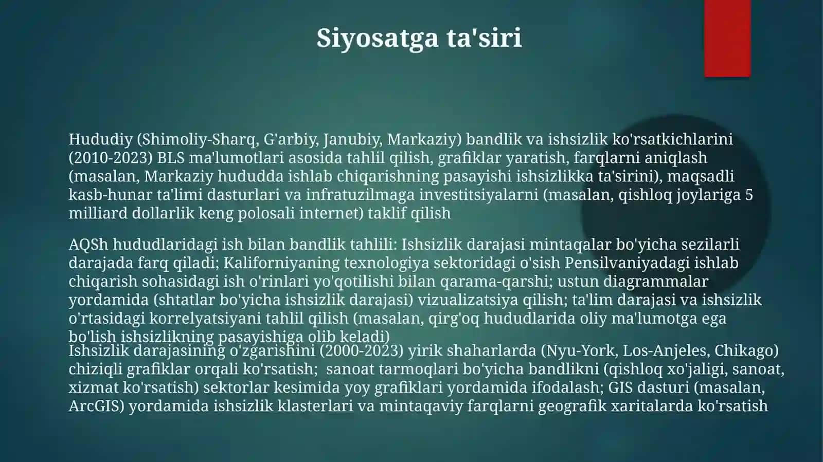 Viloyatlar bo'yicha ishsizlik darajasi tahlili 3