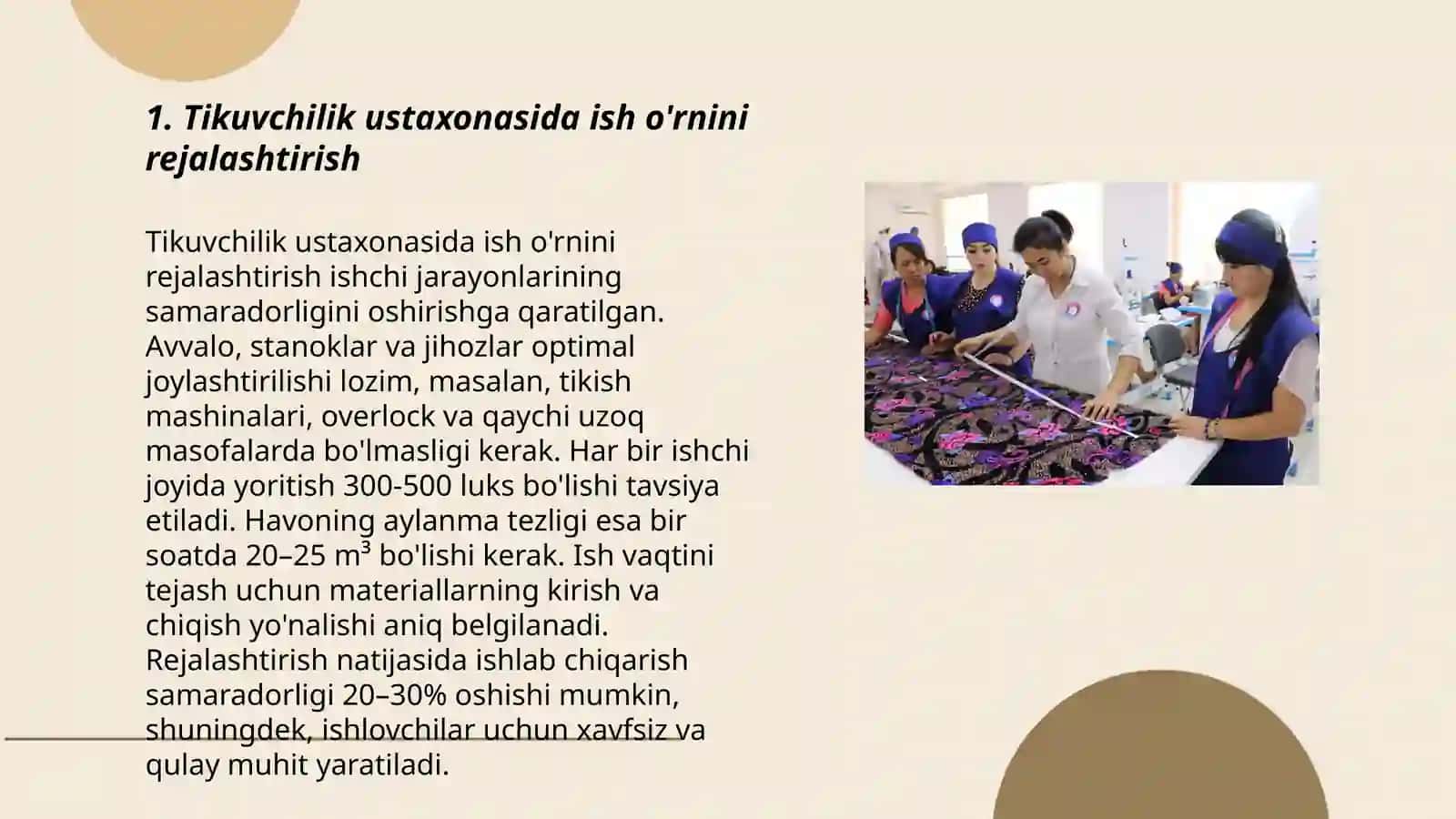 Tikuvchilik ustaxonalarida ish o'rnini tashkil qilish texnologiyasi 3