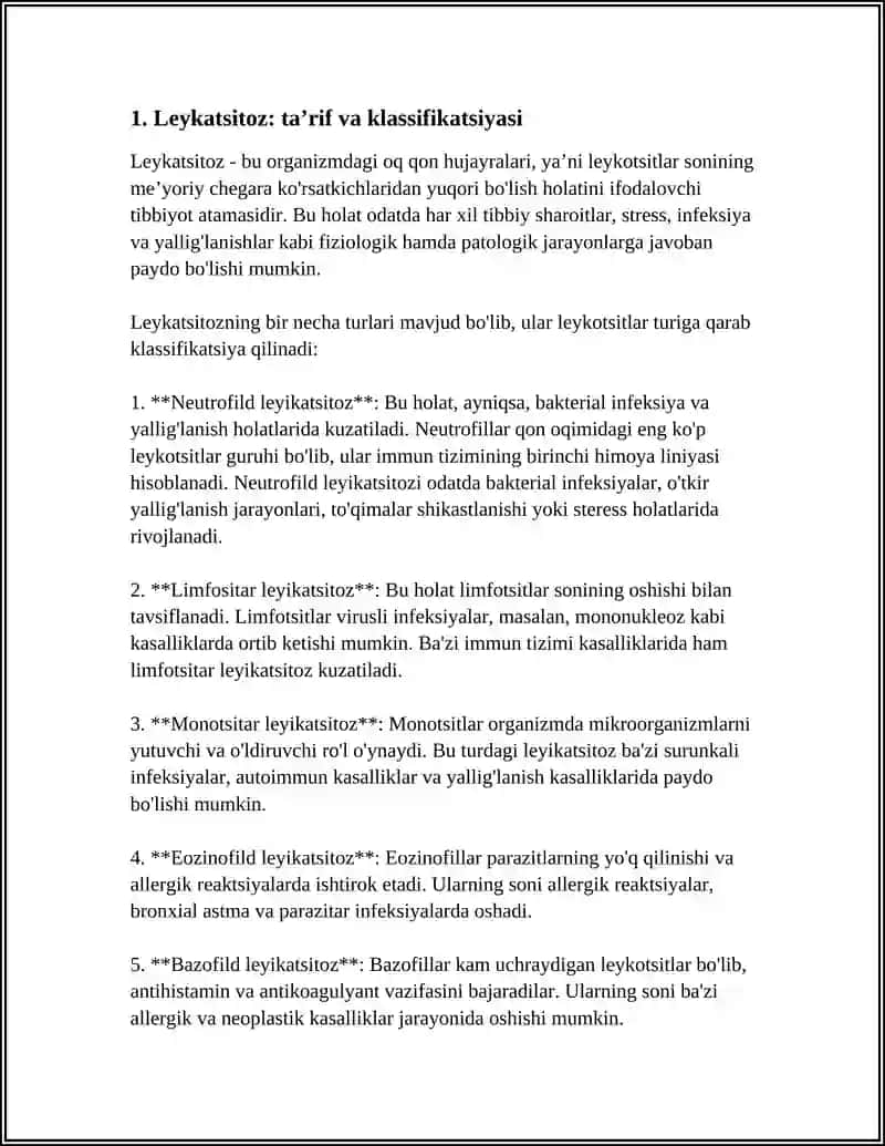 Leykatsitoz va Leykopeniya 3