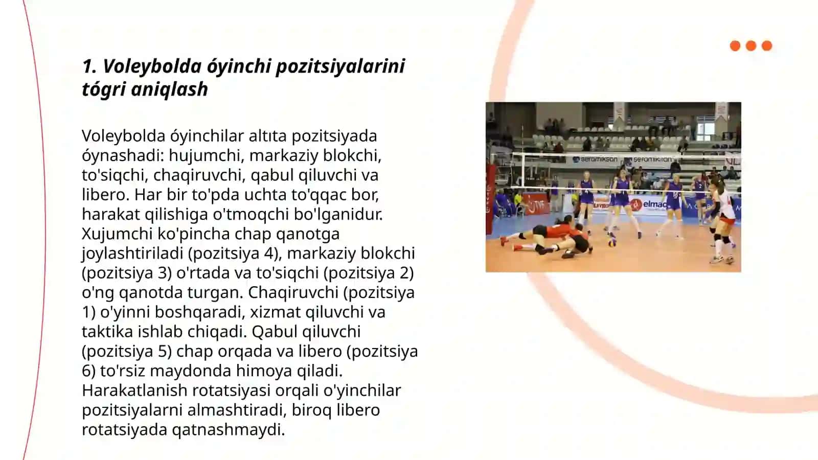 Voleybol tópini óyinga kiritish usullarini órgatish 3