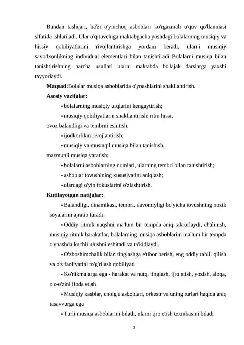 MUSIQA MASHG'ULOTLARINI TASHKIL ETISH METODIKASI 3