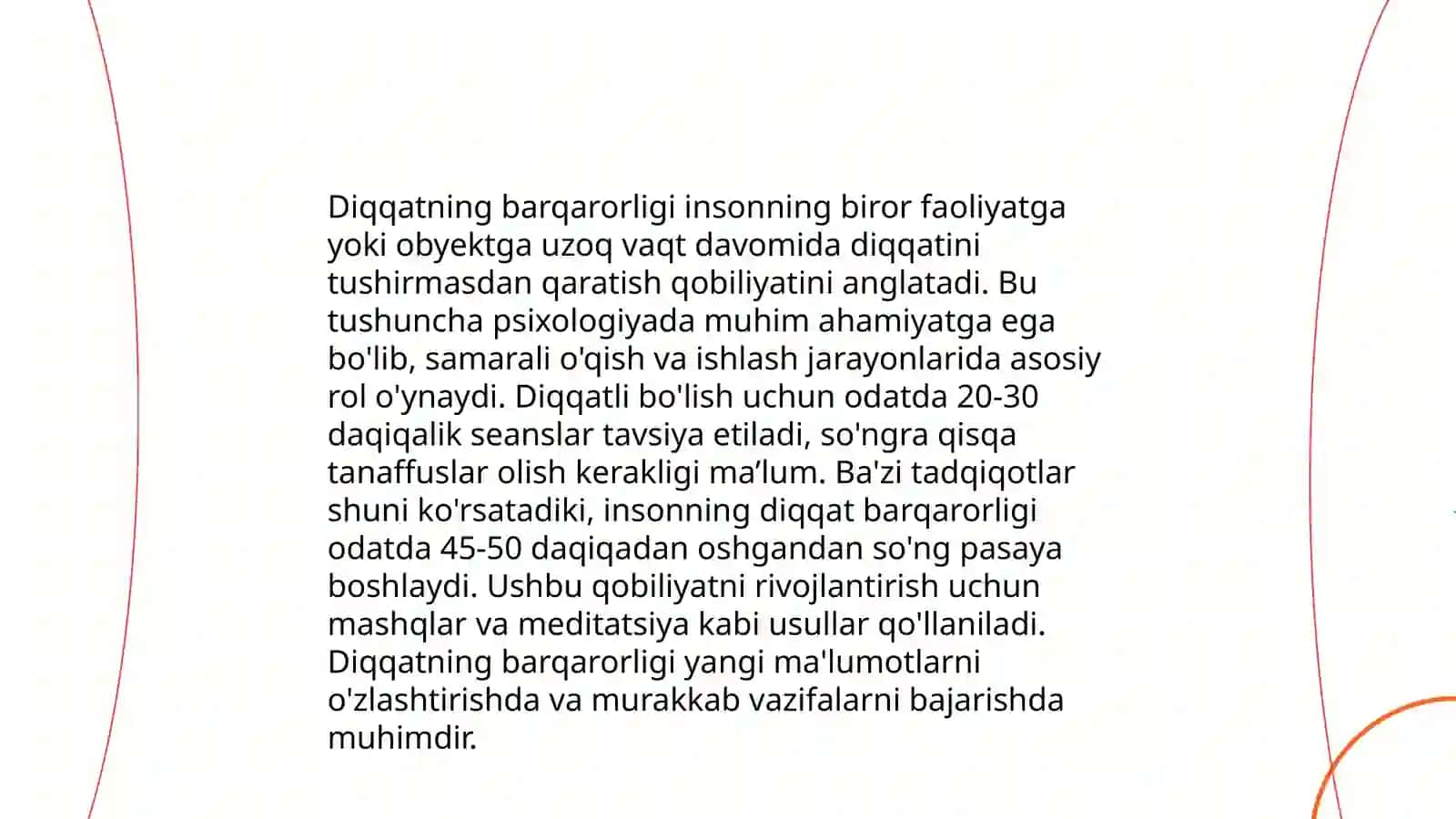 Diqqatning barqarorligi va ixtiyoriy xotiraning bog‘liqligi 3