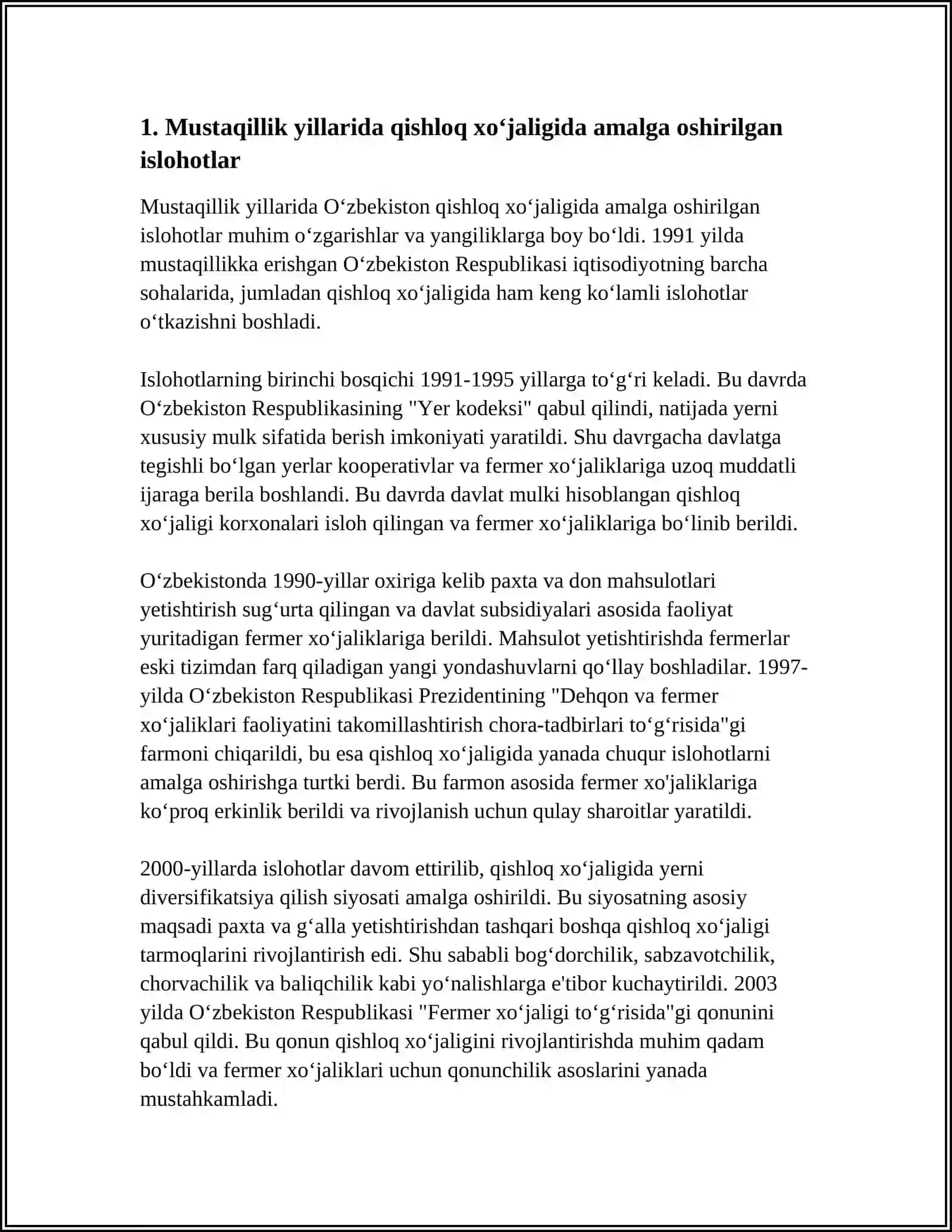 MUSTAQILLIK YILLARIDA QISHLOQ XOʻJALIGI VA SANOAT SOHASIDAGI OʻZGARISHLAR 3