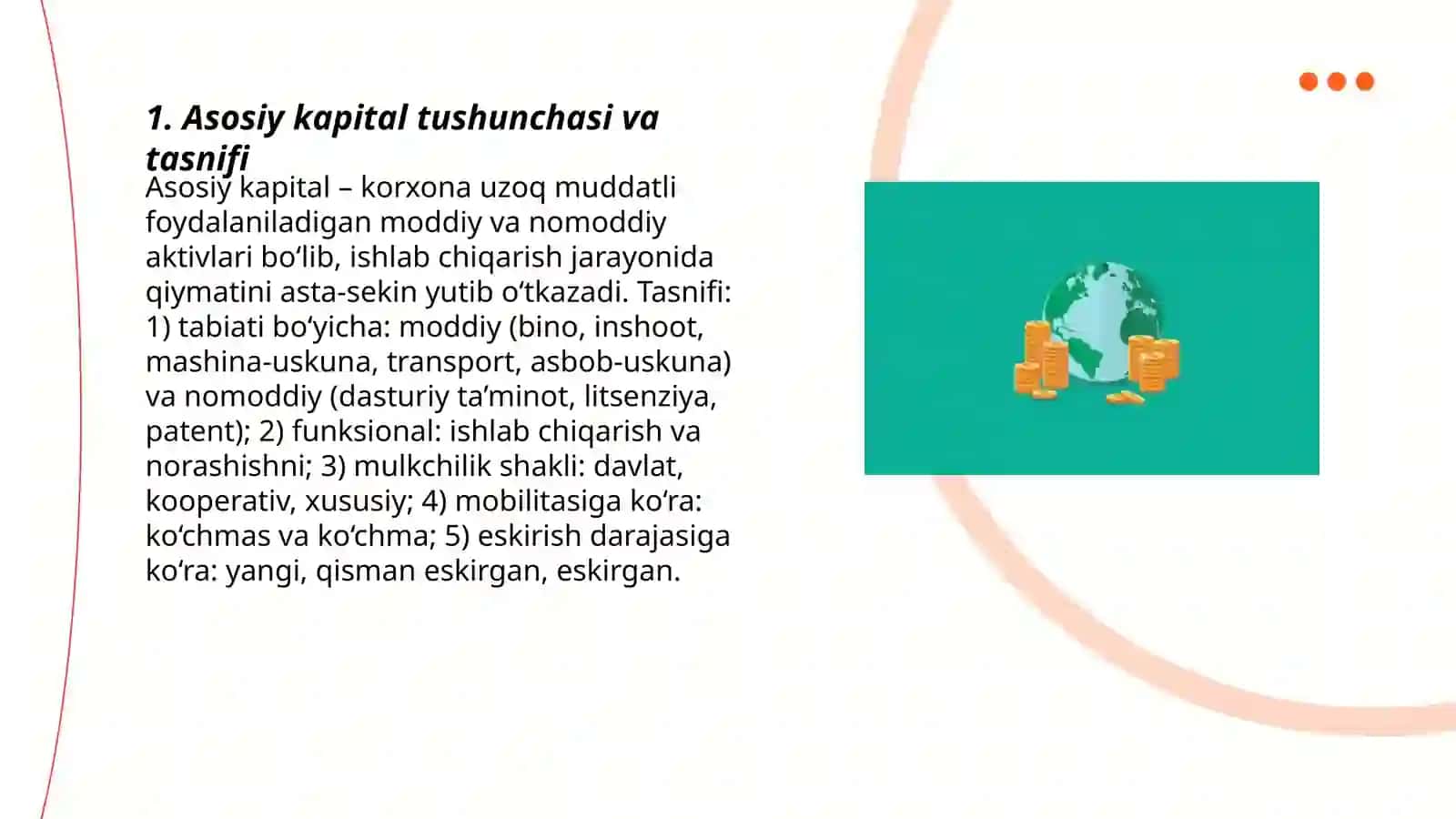 Asosiy kapitalning tarkibi, eskirishi va foydalanish samaradorligi ko'rsatkichlari 3