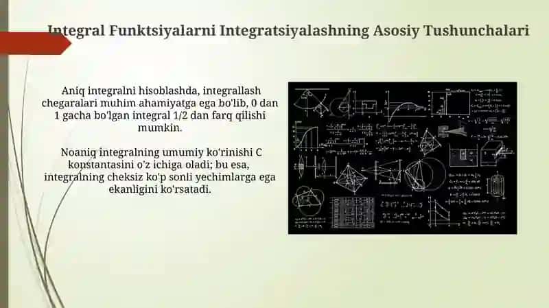 Integral Funktsiyalarni Integratsiyalash 3