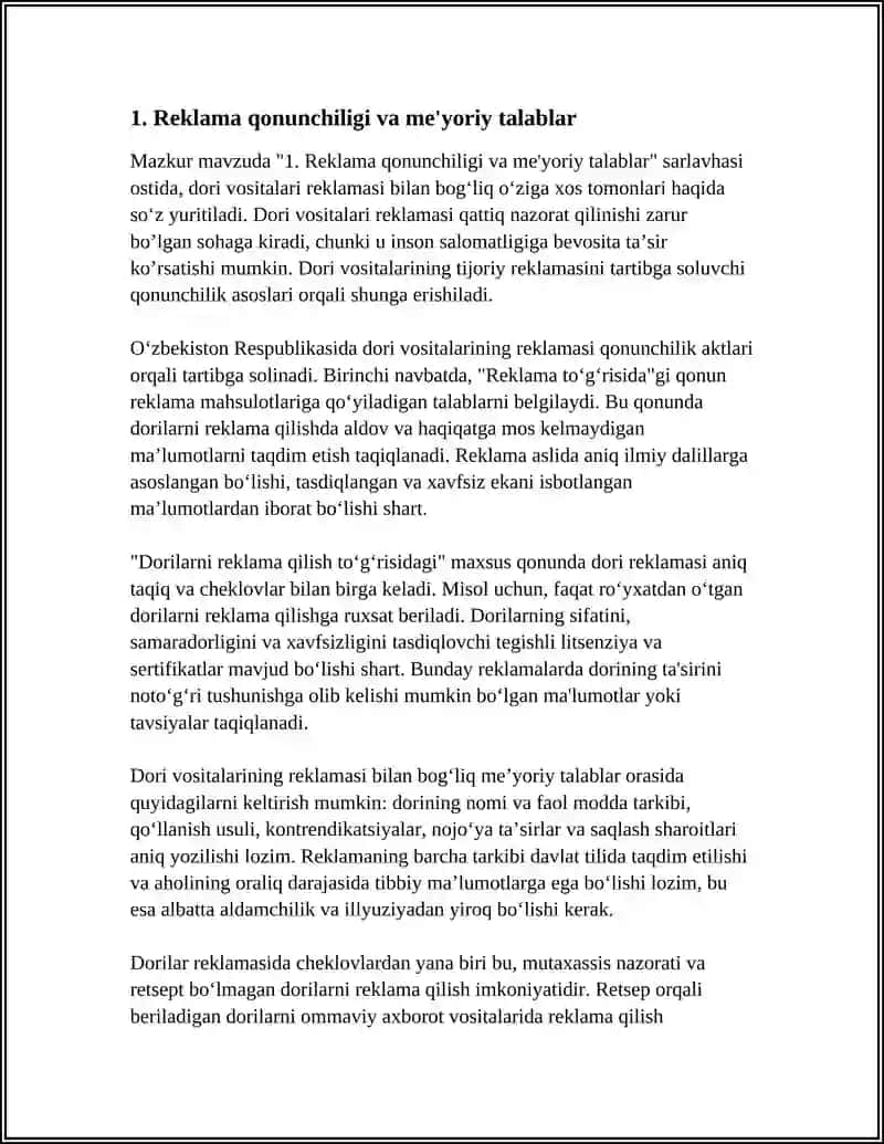 DORI VOSITALARI REKLAMASINING O`ZIGA XOS TOMONLARI 3