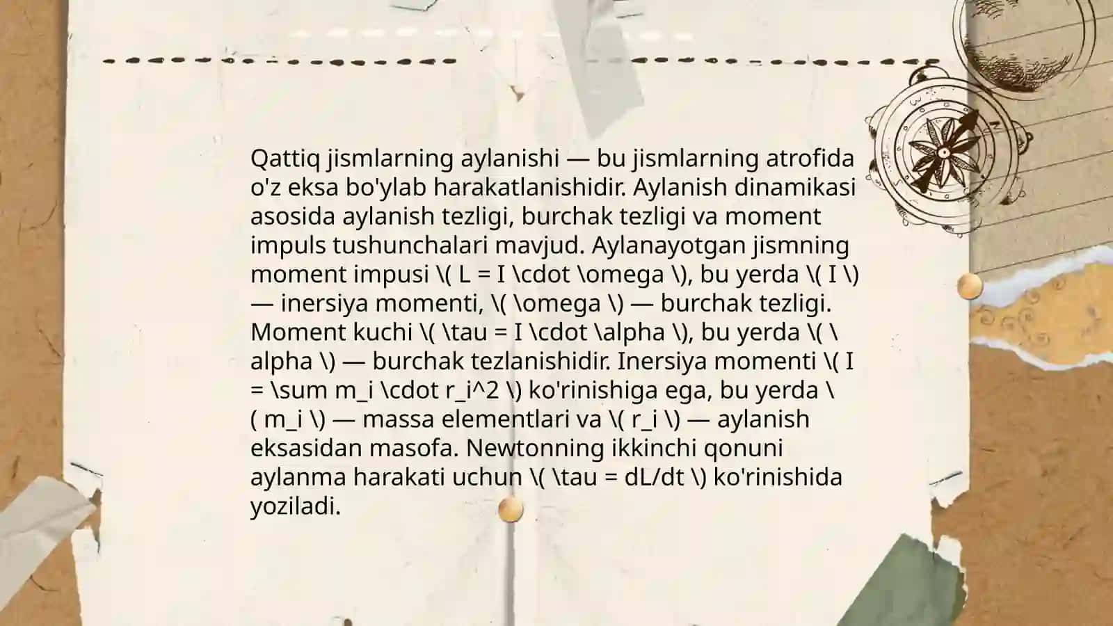 Qattiq jism aylanma harakat dinamikasing asosiy qonuni. Giroskoplar 3