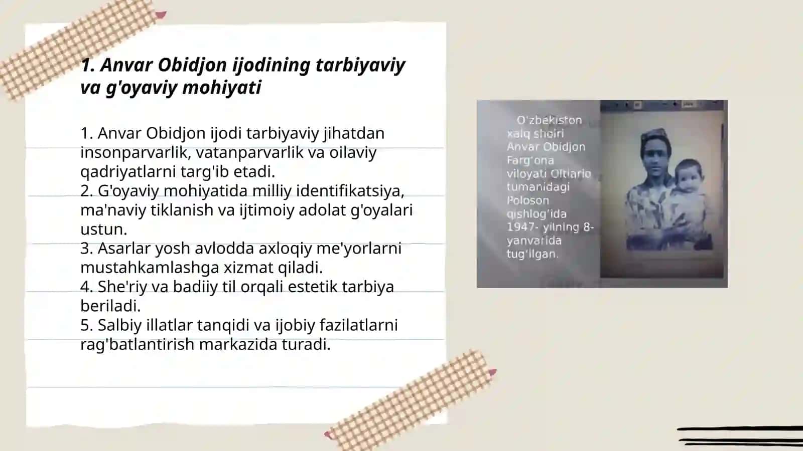 Anvar Obidjon ijodi asarlarining tarbiyaviy va g'oyaviy ahamiyati 3