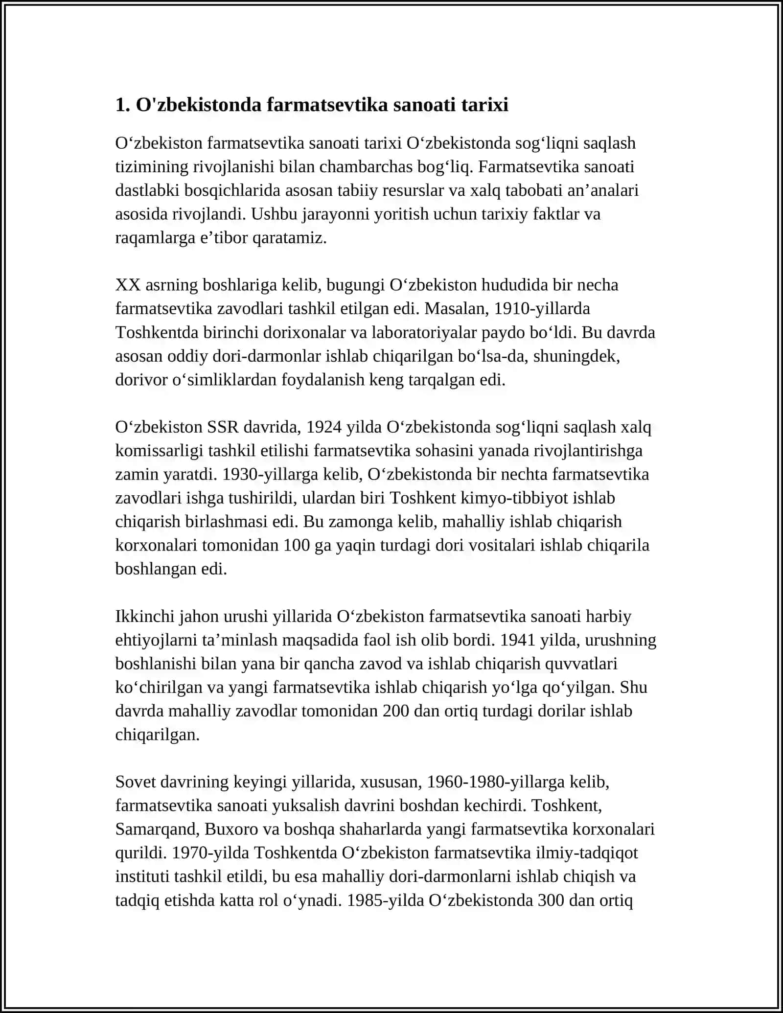 O‘zbekistonda Farmasevtik Ishlab Chiqarish Korxonalari va Ularning Turlari 3