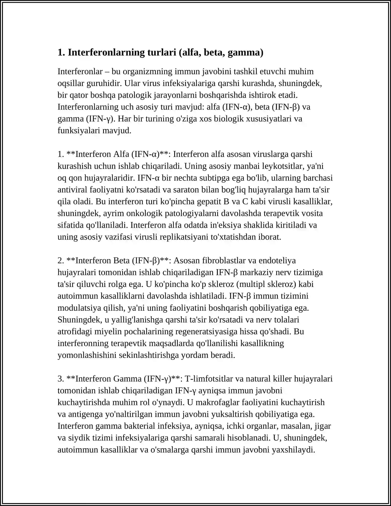 INTERFERON VA SITOKINLAR, SINTEZLANISHI, TA'SIR MEXANIZMI 3