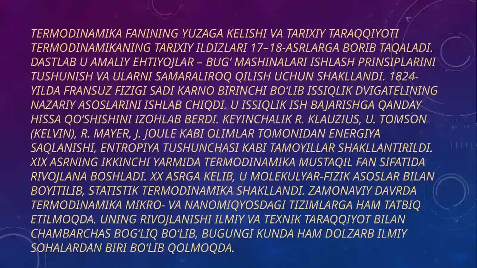 Termodinamika fanining rivojlanishi bosqichlari va vazifalari 3