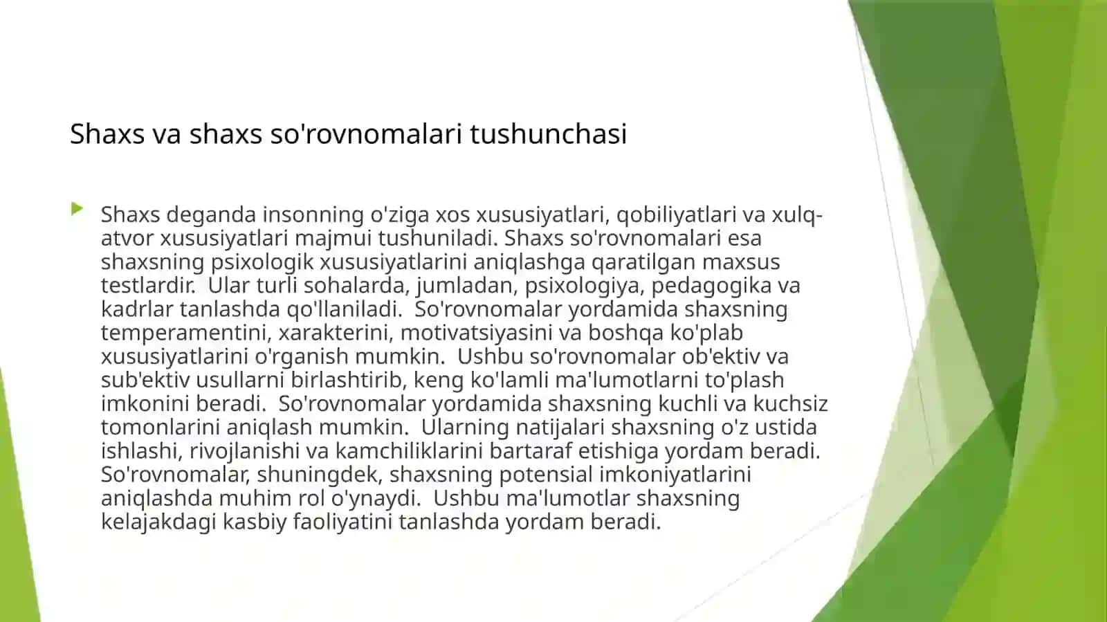 Shaxs va shaxs so'rovnomalari 3