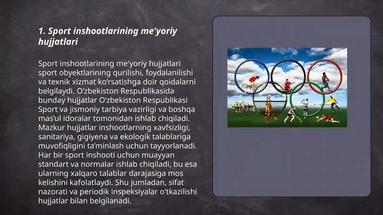 Sport inshootlarining turlari, shakli, òlchamlari 3