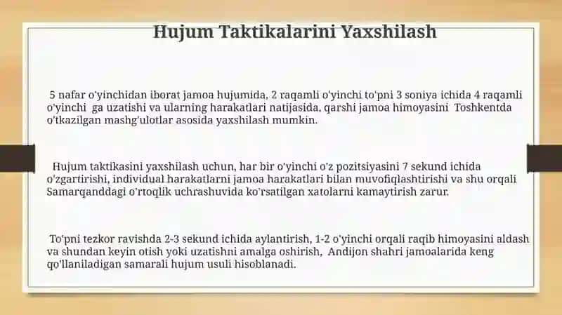 Basketbol òyinida guruhli taktik harakatlarga òrgatish va ularni takomillashtirish 3
