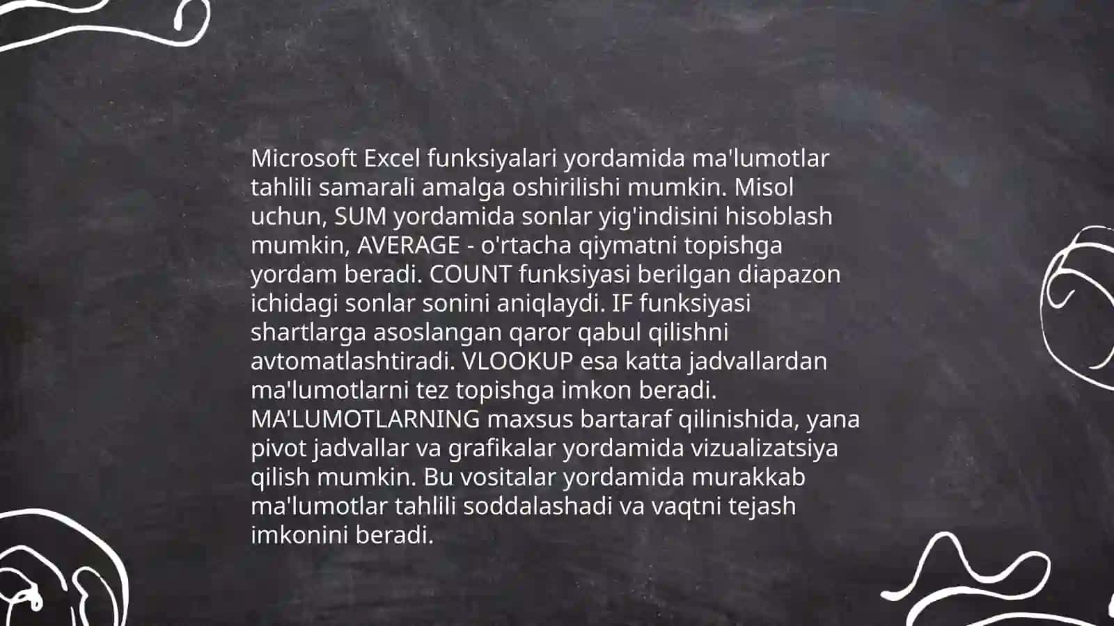 Microsoft Excel dasturida funksiyalardan foydalanishning uziga xos xususiyatlari va usullari 3