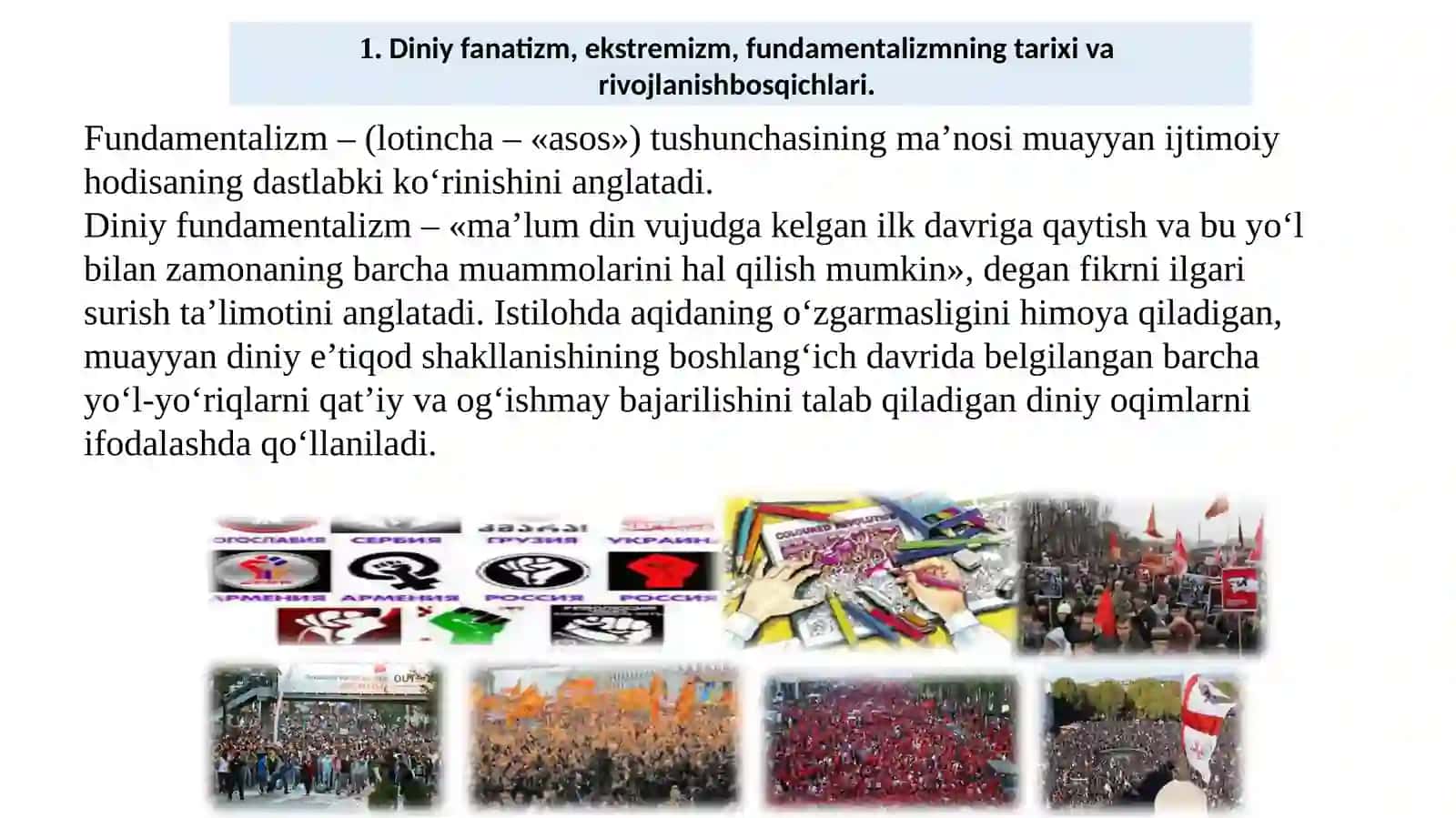 DINIY FANATIZM, EKSTREMIZM, FUNDAMENTALIZM, TERRORIZMNING TARIXI VA ULARNING HOZIRGI DAVRDA XAVFSIZLIKGA TAHDIDI 3
