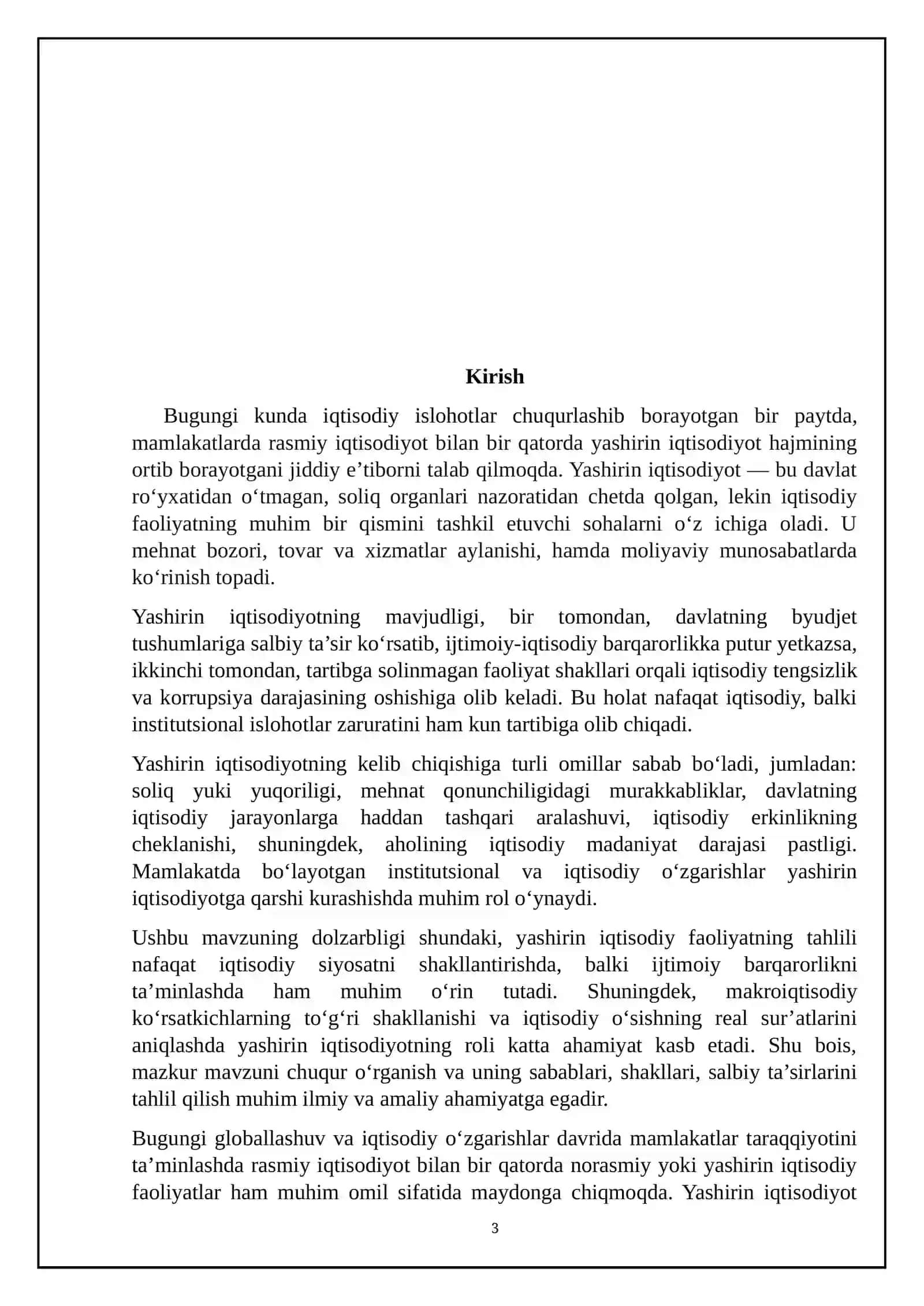 Yashirin iqtisodiyot: sabablari,shakllari,mamlakatdagi makroiqtisodiy vaziyatga ta’siri 3