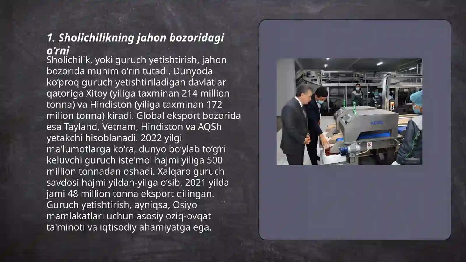 Sholichilikning dunyodagi ahvoli rivojlanish istiqbollari 3