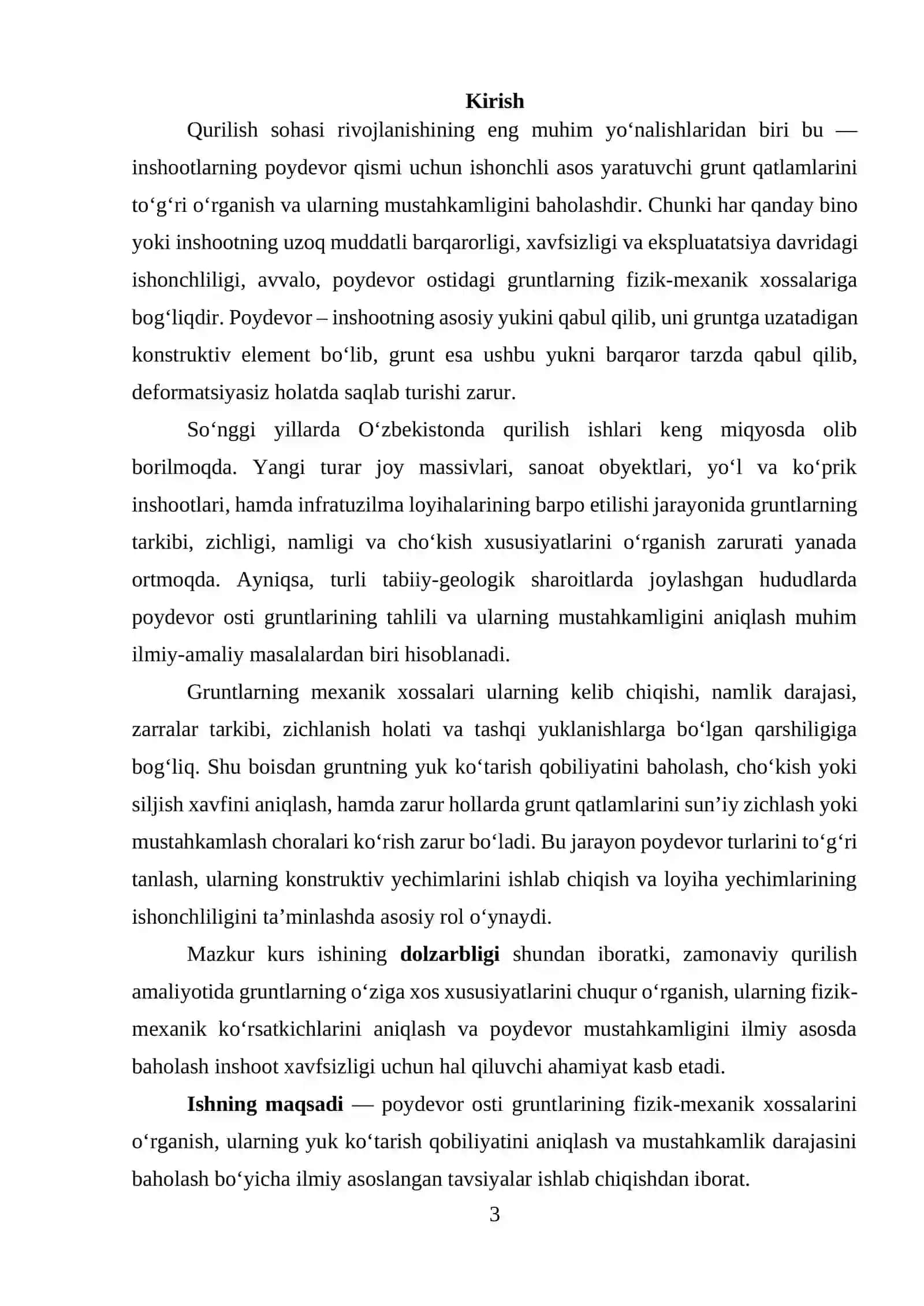 BOB. Poydevor osti gruntlarini o‘rganishning nazariy asoslari 3