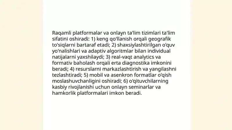 Innovatsion texnologiyalar taʼlim sifatini oshirish manbai sifatida 3