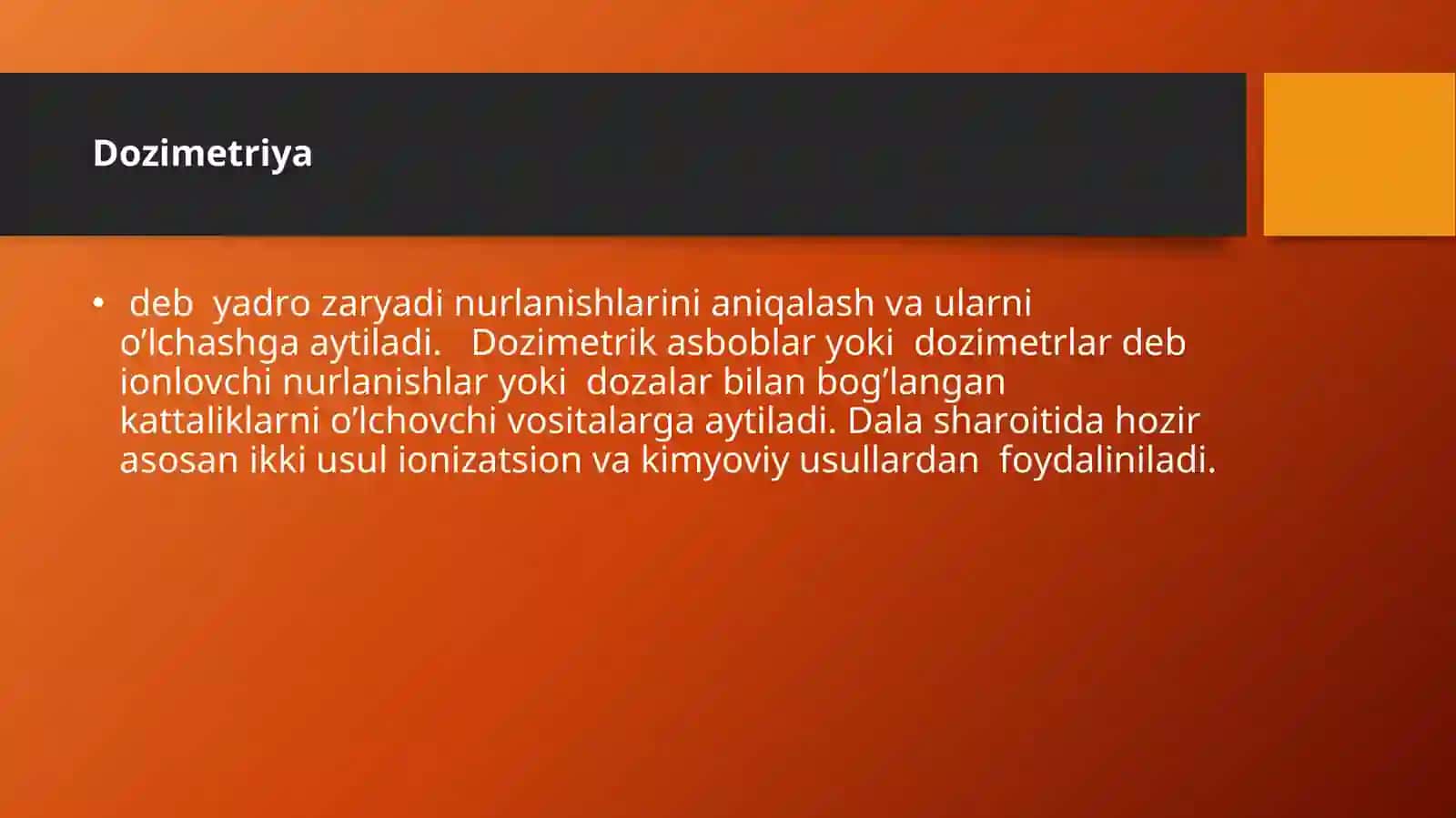 DOZIMETRIYA METODLARI 3