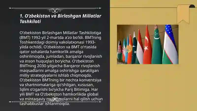 Oʻzbekistoning xalqaro tashkilotlar bilan hamkorlik alloqlari 3