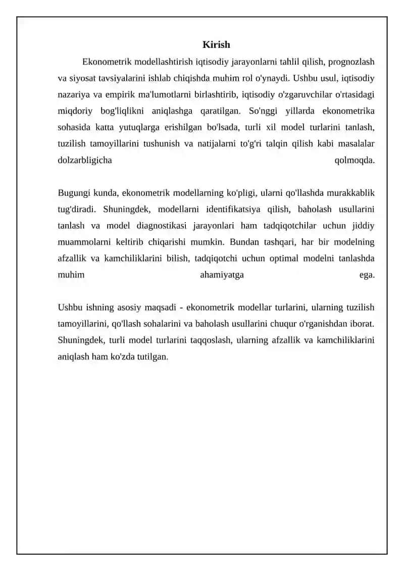 Ekonometrik modellarni baholash usullari 3