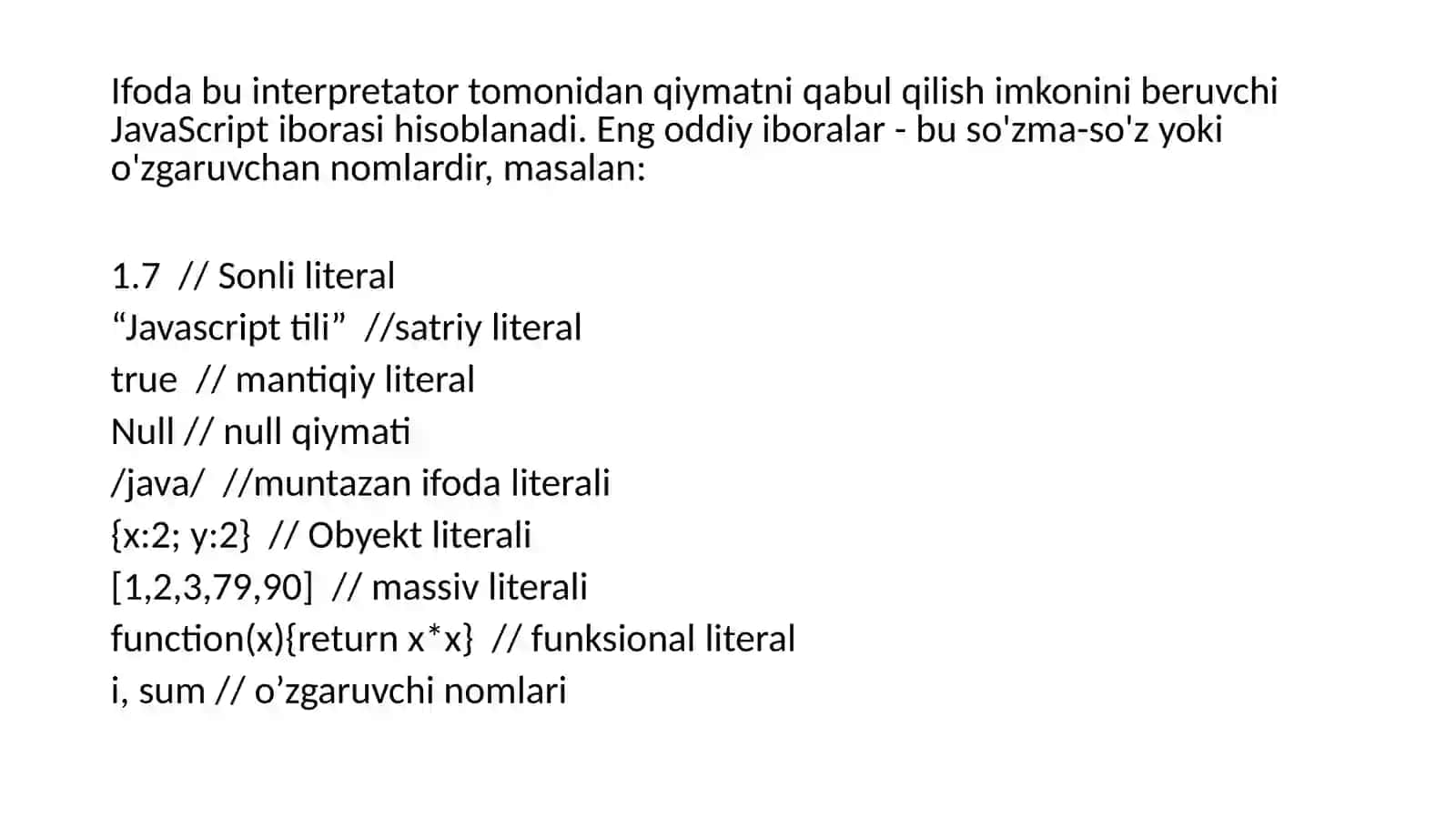 10-ma’ruza Javascript. Asosiy operator va ifodalar 3