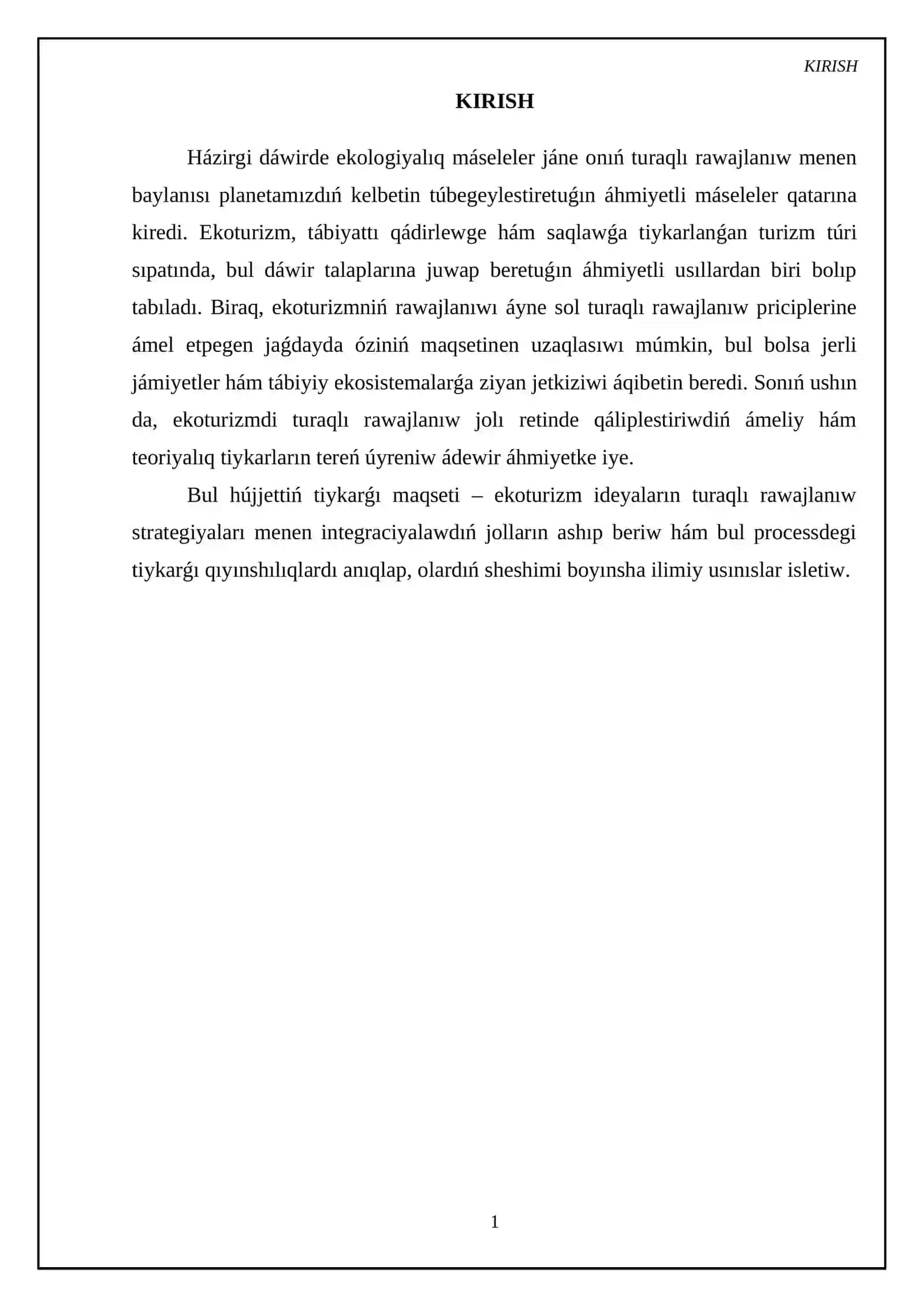 Ekoturizm hám turaqlı rawajlanıwdıń jolı 3